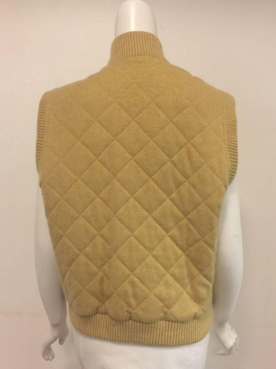 Brown Luscious Loro Piana Cashmere Camel Cropped Vest 