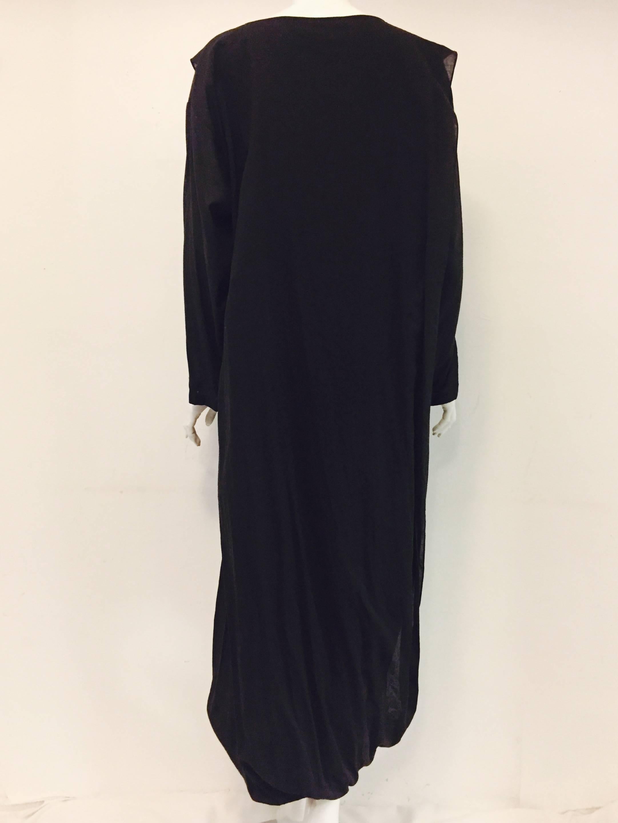 Ingenious Issey Miyake's Long Black Cocoon Dress with Long Sleeves In Excellent Condition For Sale In Palm Beach, FL