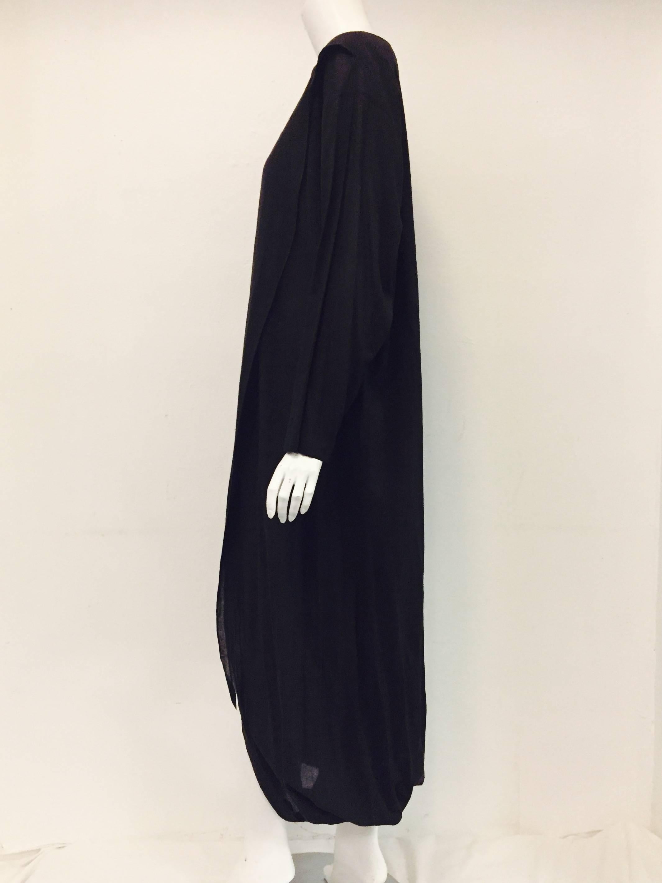 Women's Ingenious Issey Miyake's Long Black Cocoon Dress with Long Sleeves For Sale