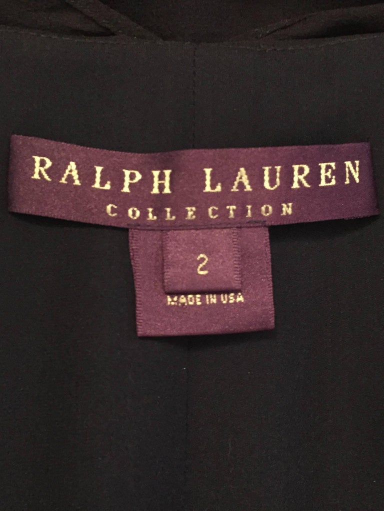 Romantic Ralph Lauren Elegant Navy Silk Evening Dress with Ruffle Skirt ...