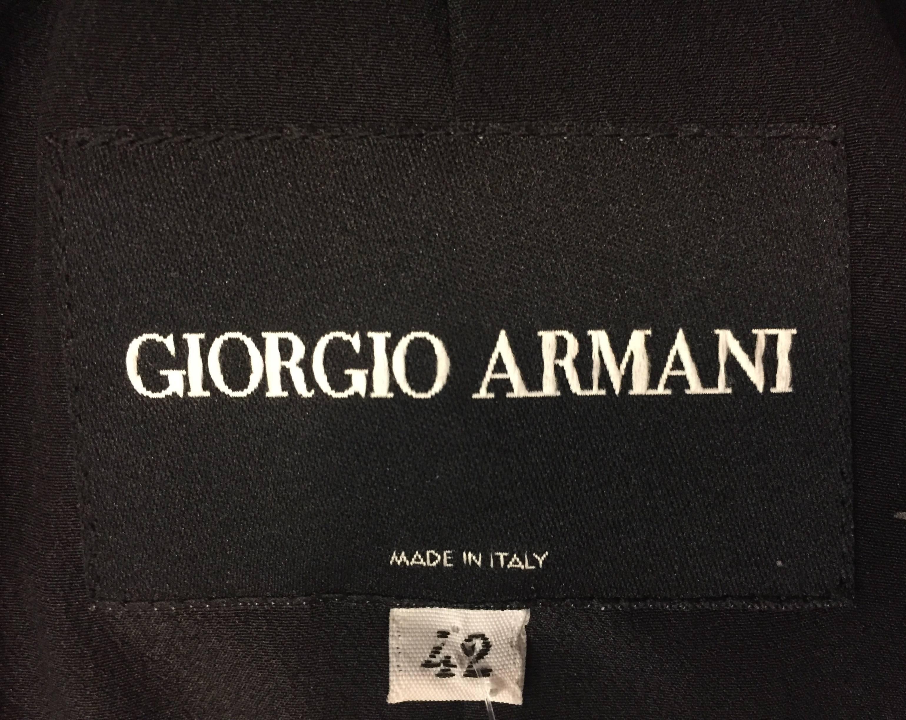 Glamorous Giorgio Armani Black Pleated Silk Pantsuit with Side Pleats on Pants 1