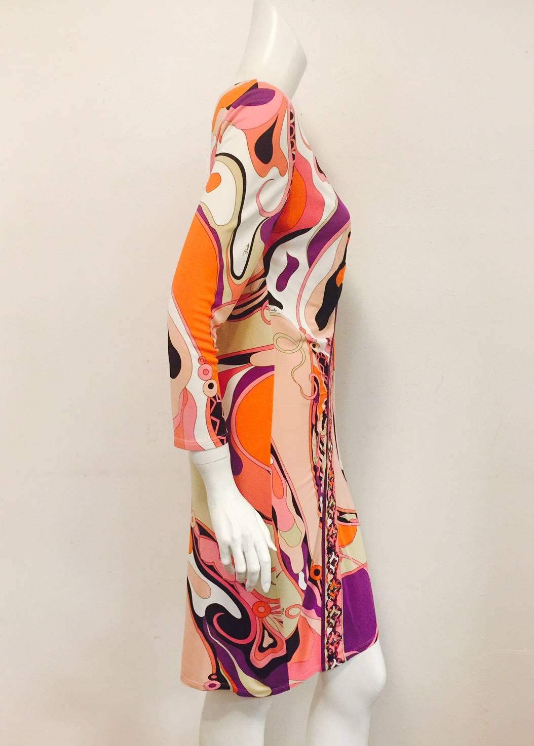 Extravagant Emilio Pucci's Multi Pink Hue Diamond Banner Design at Front Dress  In Excellent Condition In Palm Beach, FL