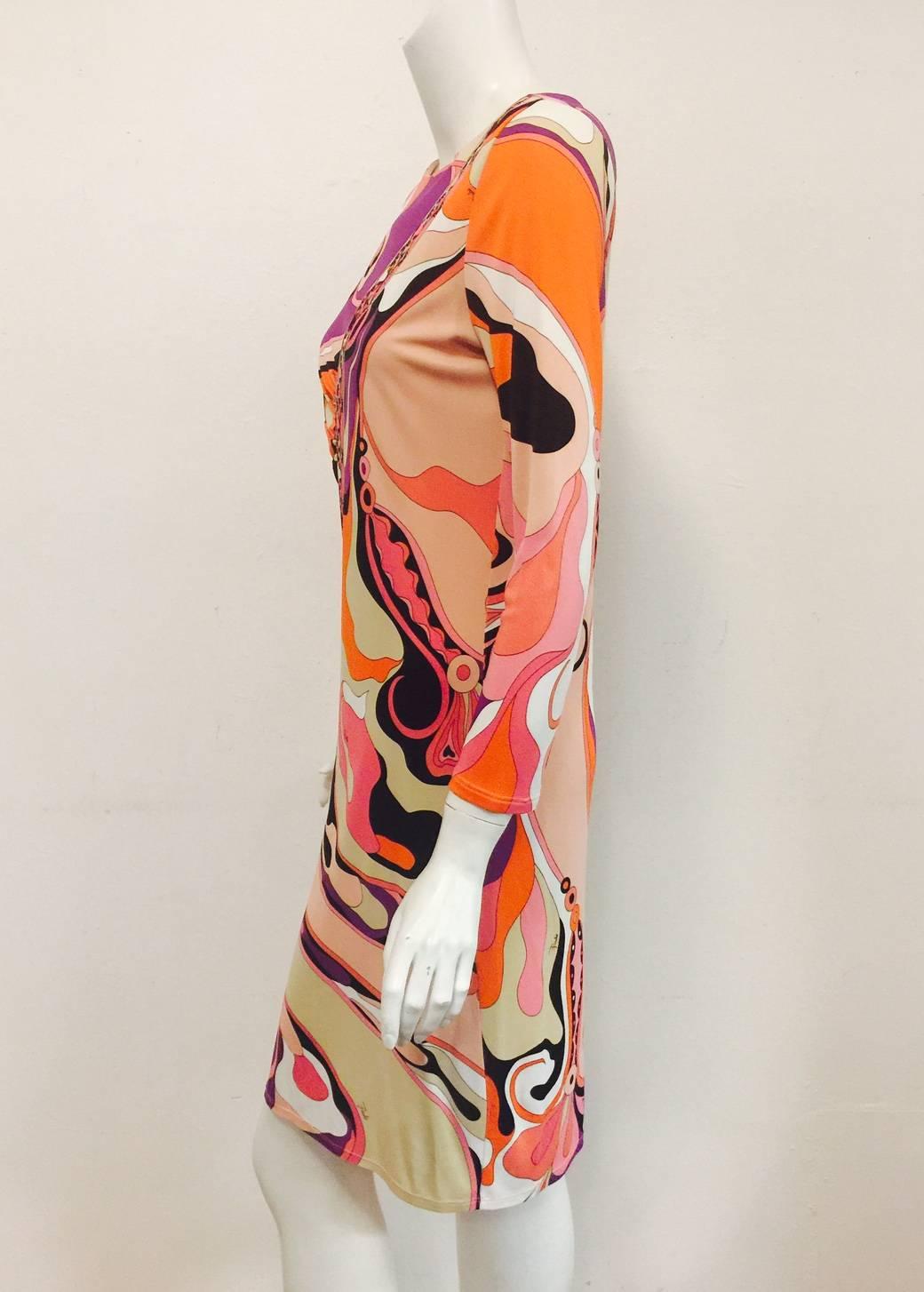 Extravagant Emilio Pucci's Multi Pink Hue Diamond Banner Design at Front Dress  1