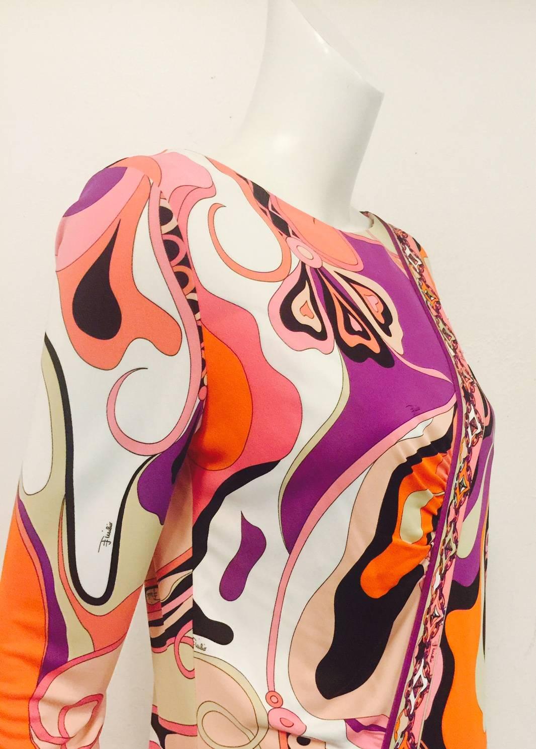 Extravagant Emilio Pucci's Multi Pink Hue Diamond Banner Design at Front Dress  2