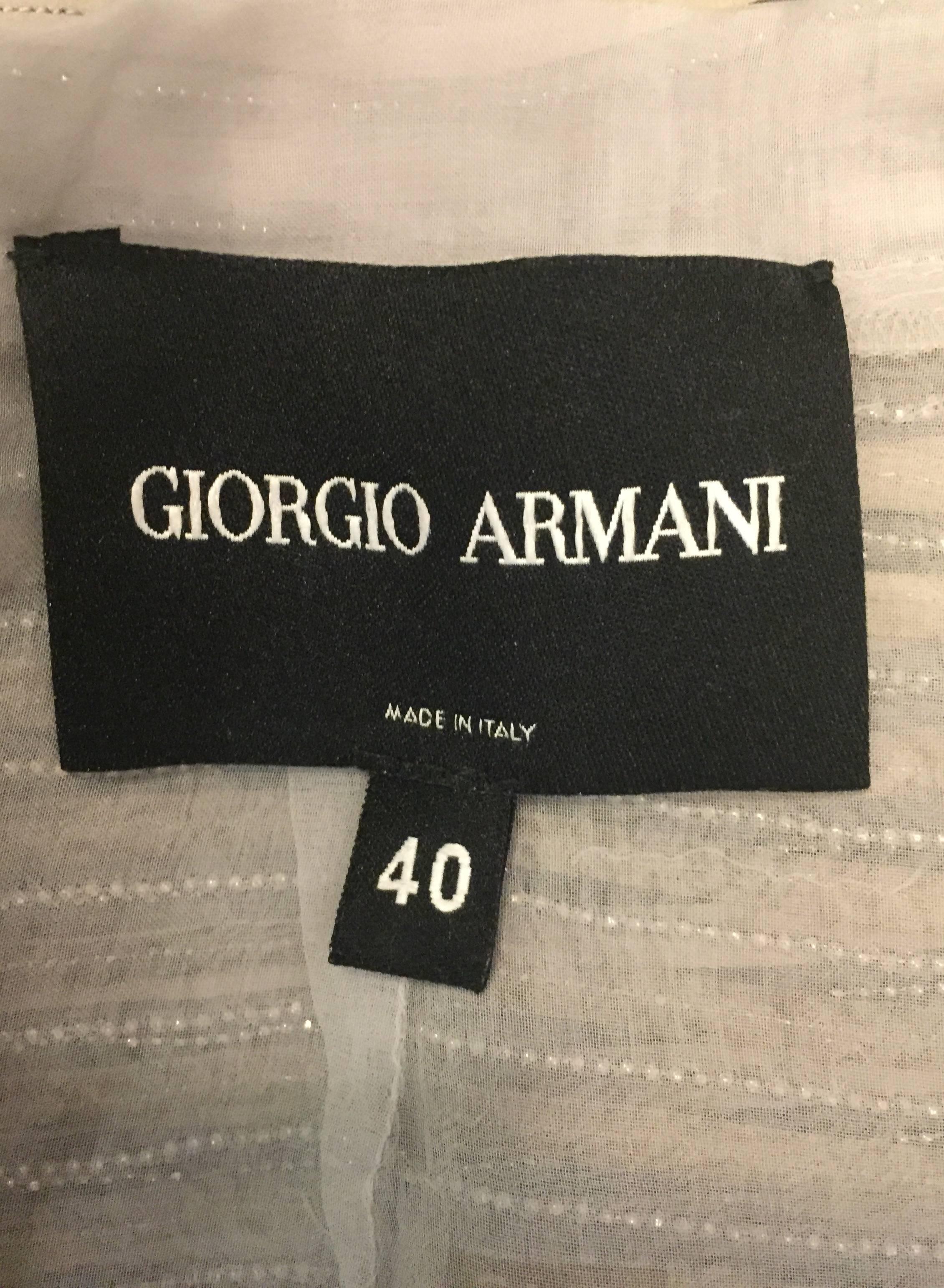 Giorgio Armani Sterling Organza Jacket w/Abstract Applique and Beadwork Allover For Sale 1
