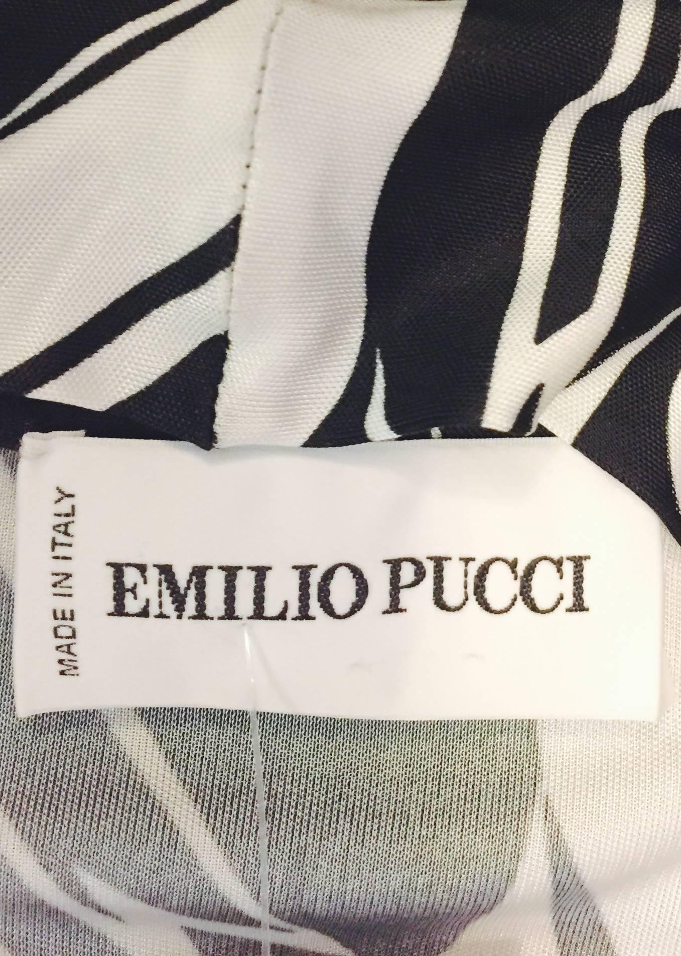 Elegant Emilio Pucci Black & White Long Sleeve Dress with Pencil Skirt For Sale 1
