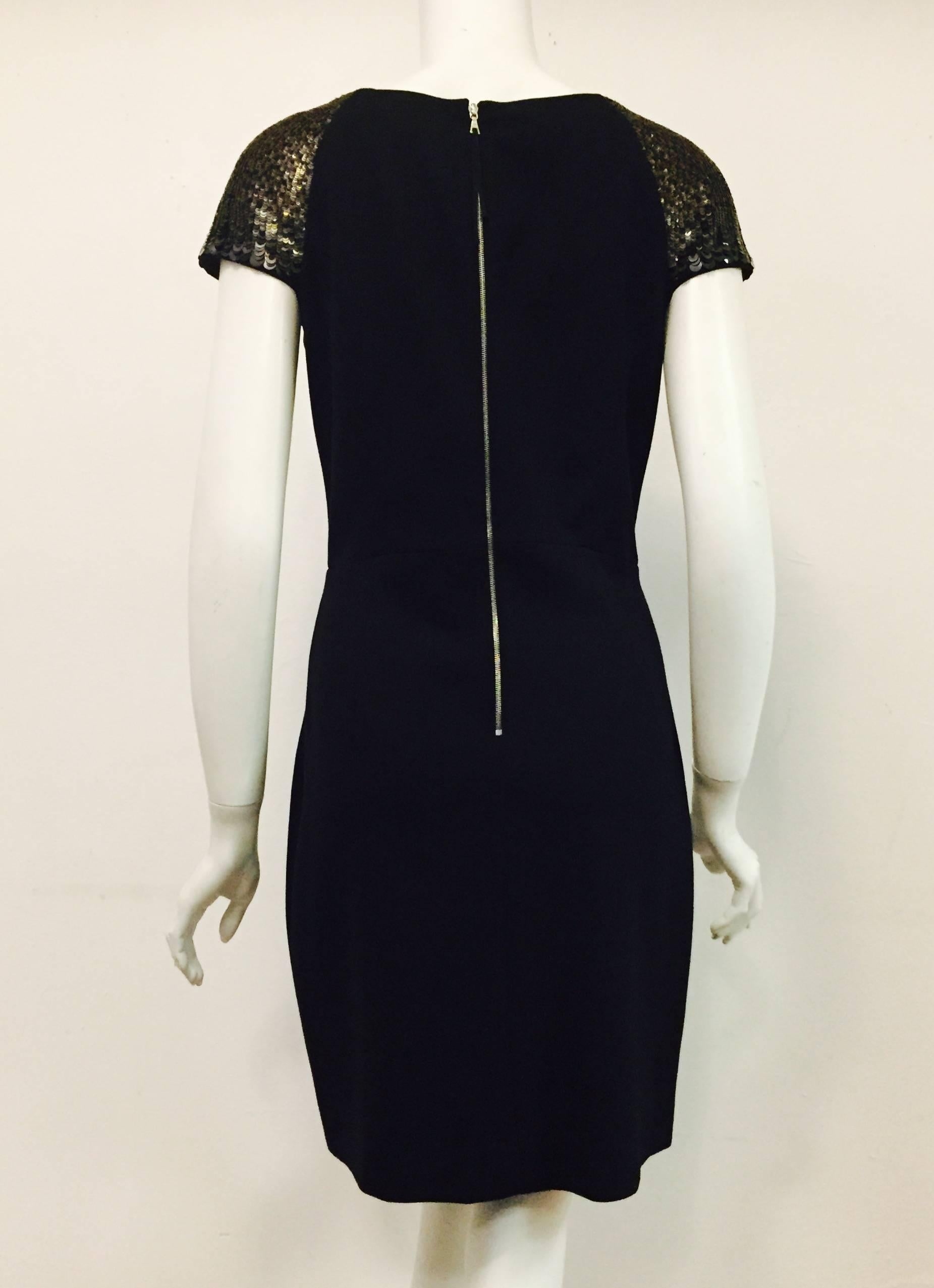 Wonderful Jason Wu Black Silk Dress with Sequined Cap Sleeves In Excellent Condition For Sale In Palm Beach, FL