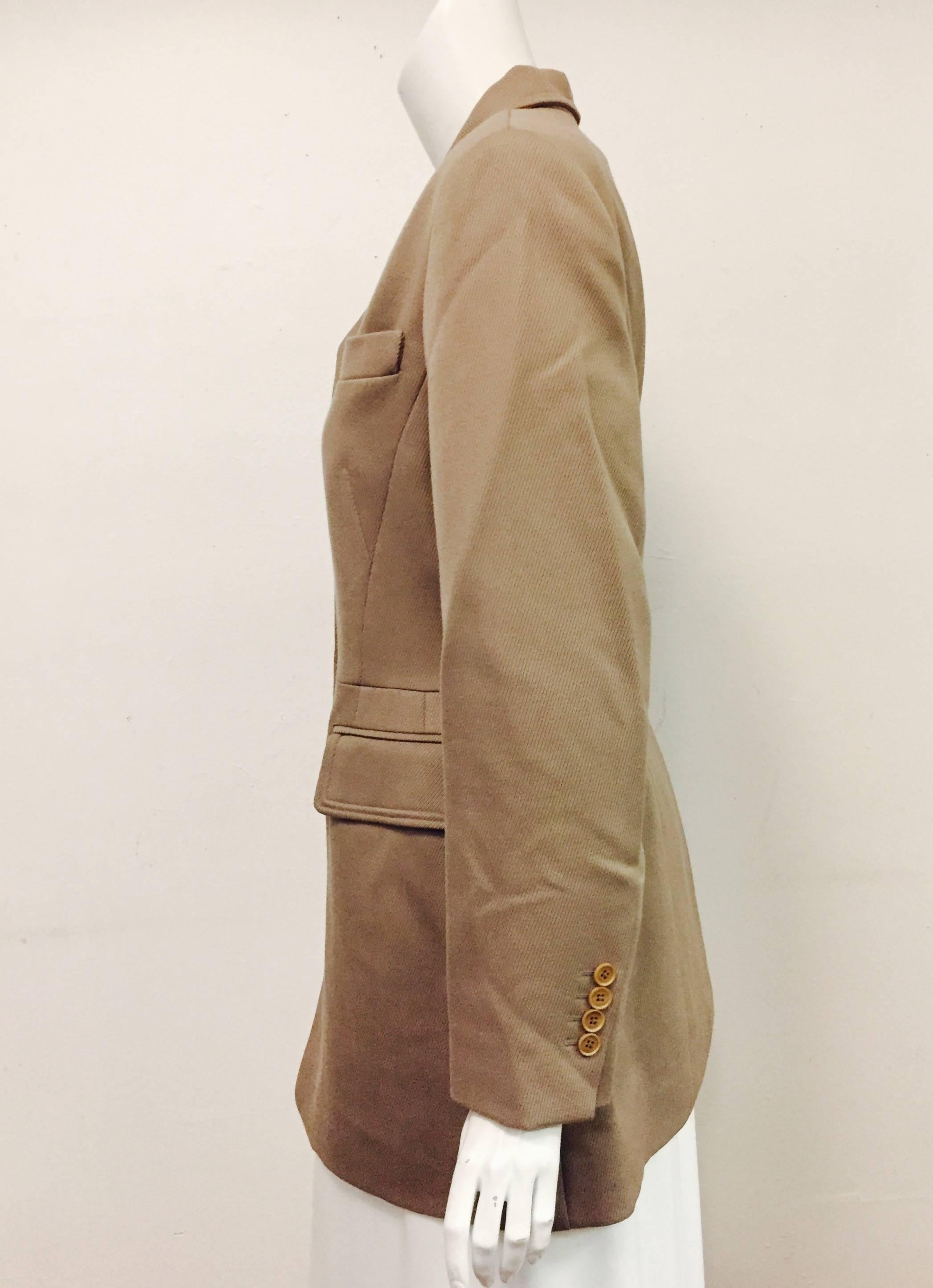 Vintage Hermes Taupe 100% Wool Riding Jacket In Excellent Condition In Palm Beach, FL