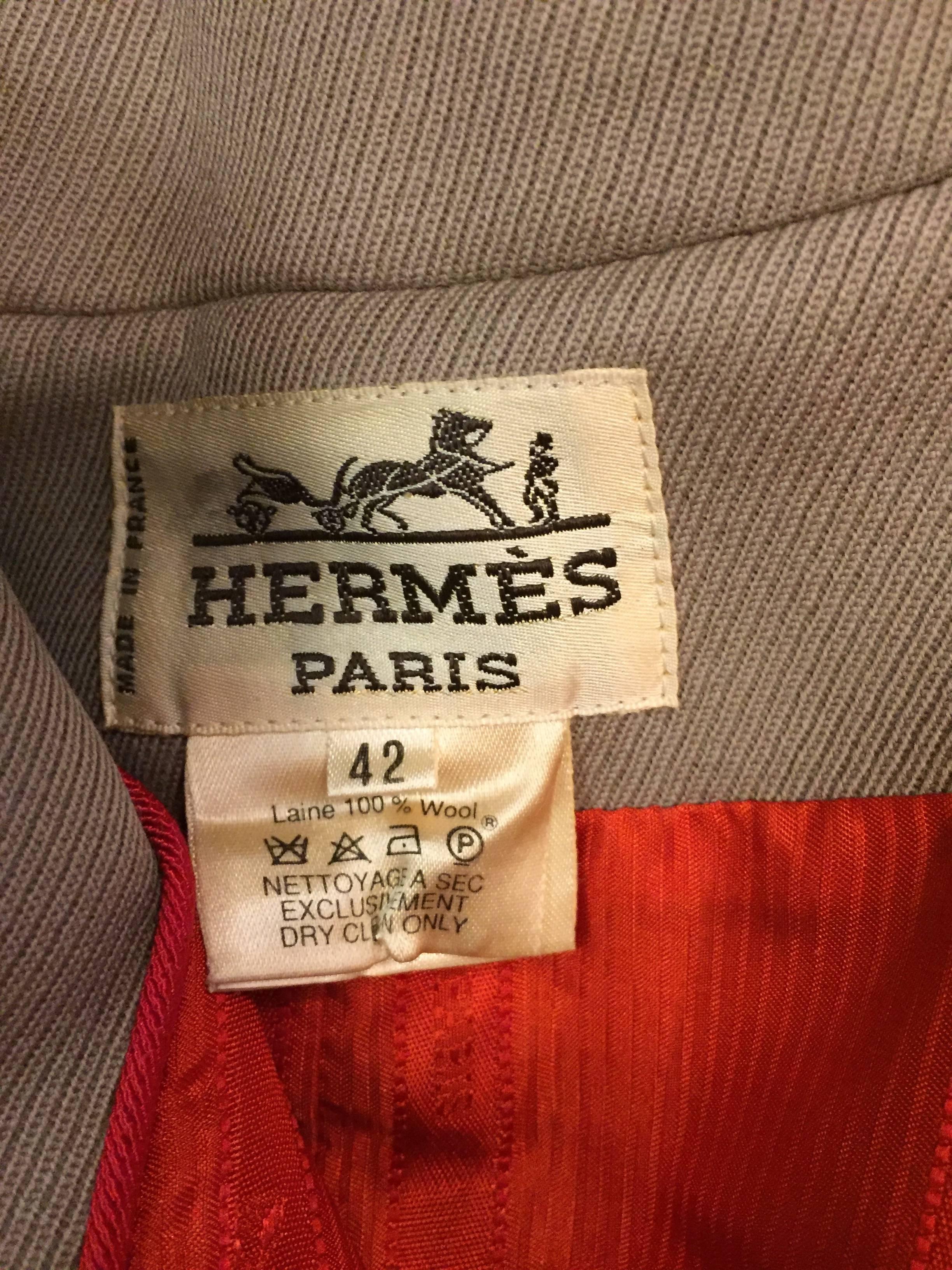 Women's Vintage Hermes Taupe 100% Wool Riding Jacket