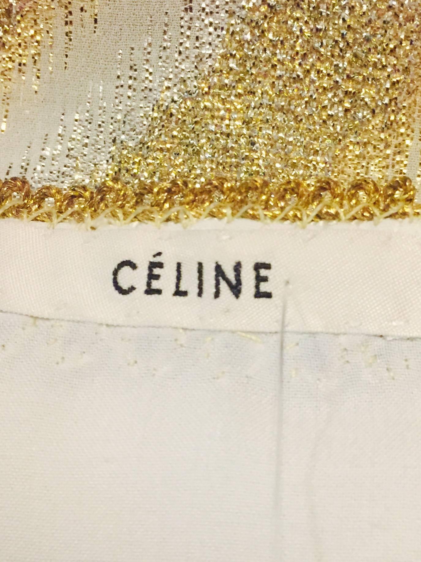 Classic Celine Caftan White & Gold Lame 2 piece Ensemble 5