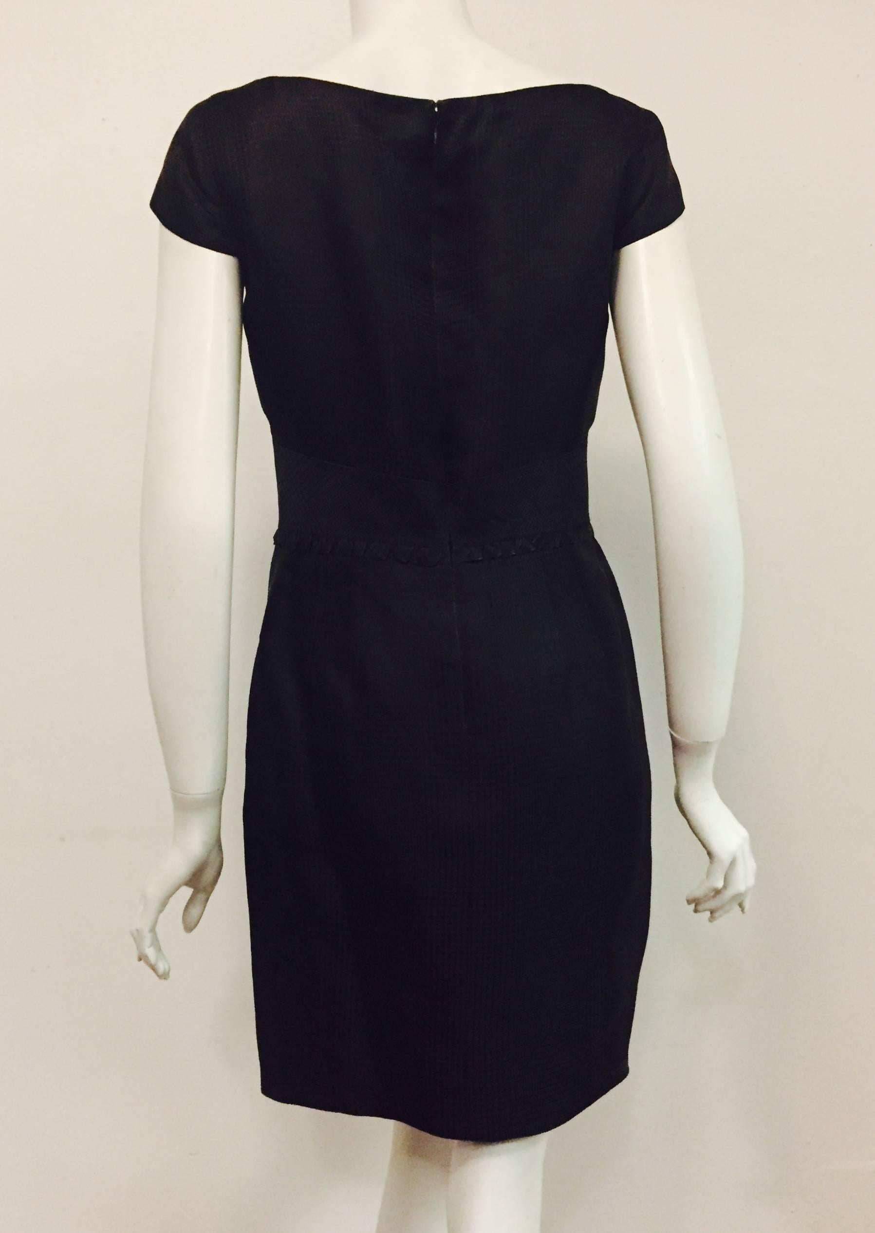 Black Sensational Zac Posen Grey Herringbone Pattern Cap Sleeve Dress For Sale