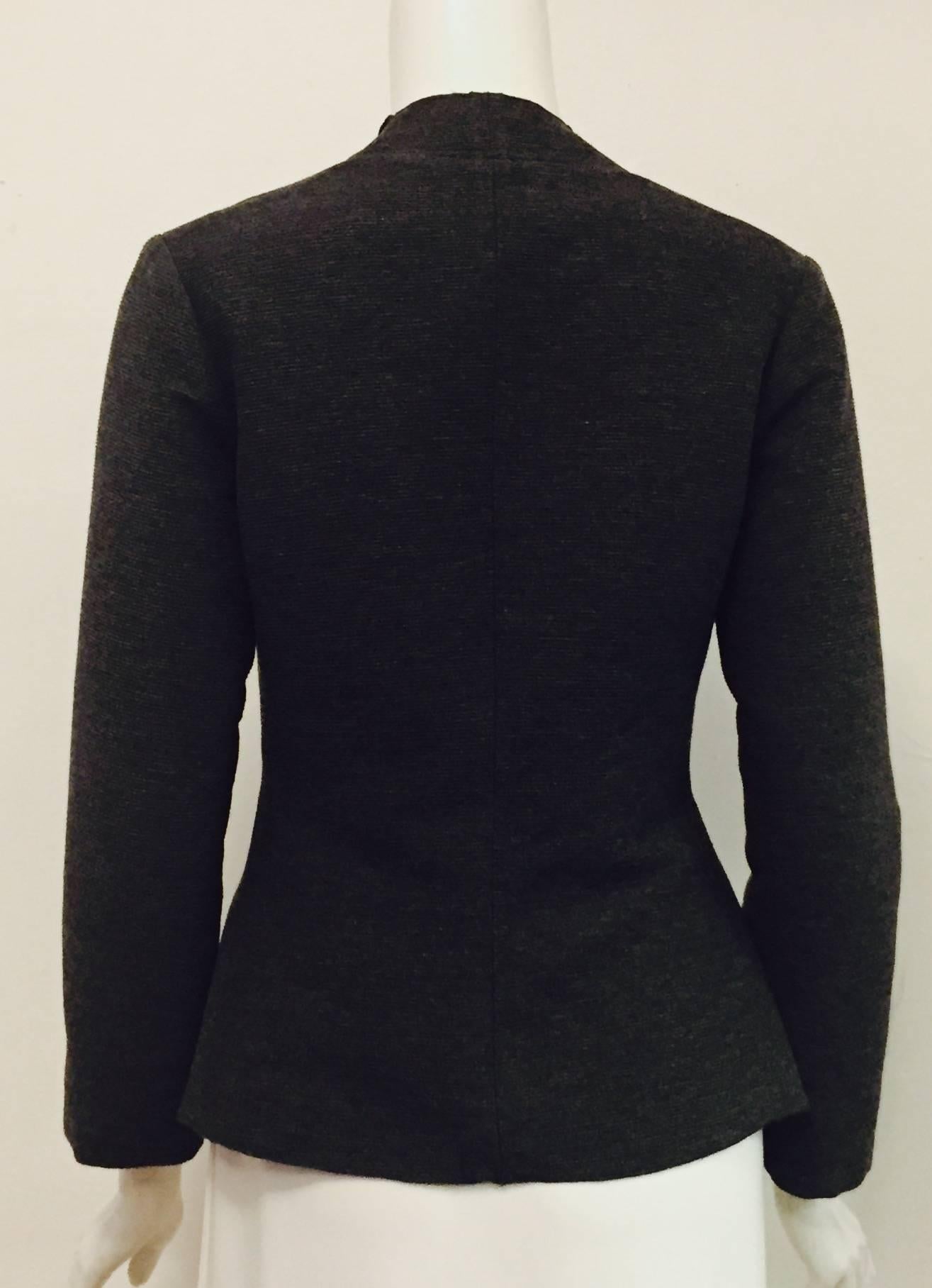 Black Luscious Lanvin Grey Flirty Jacket with Ruffles & Long Sleeves a True Heritage