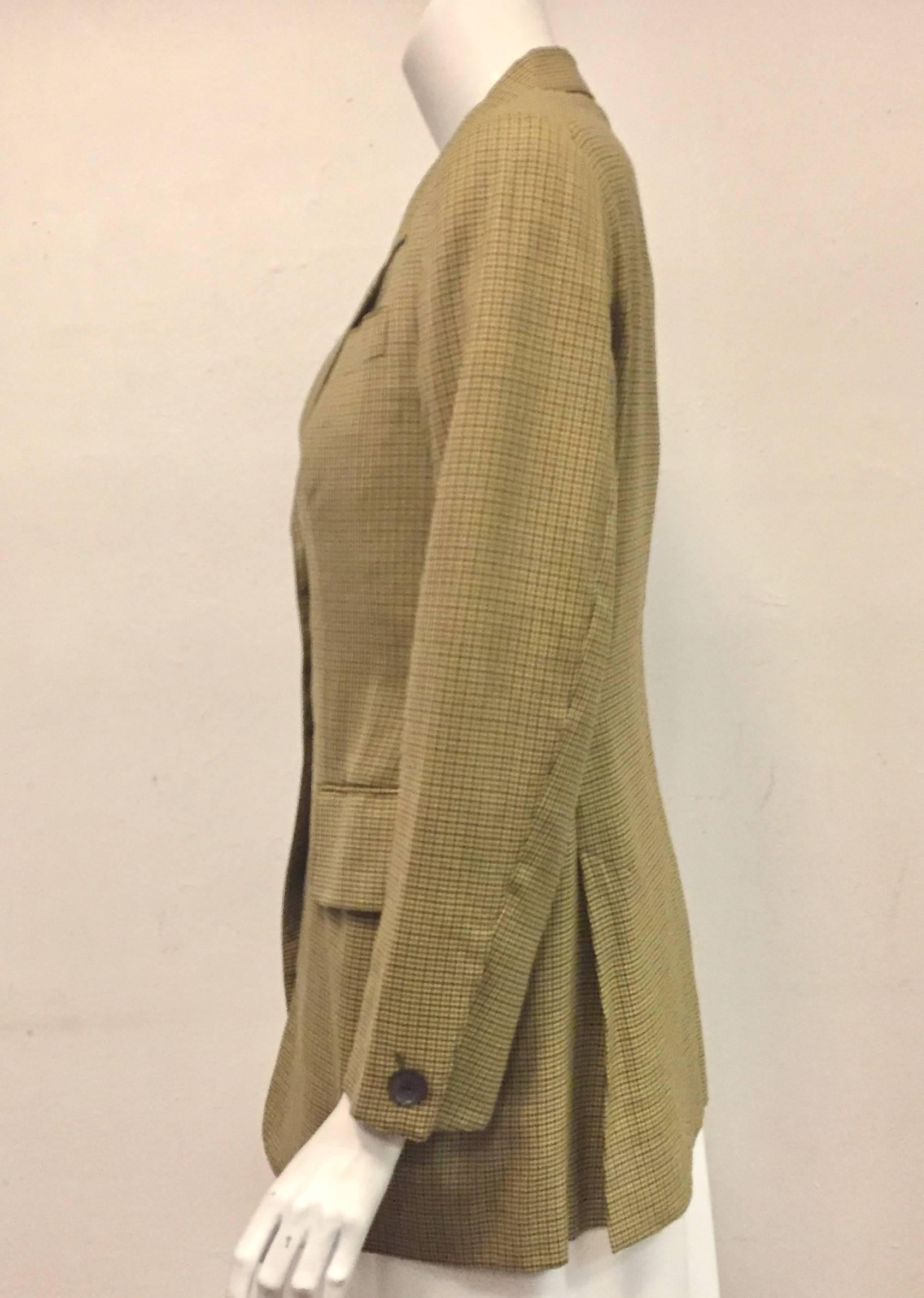 Vintage Hermès Wool Multicolor Miniature Houndstooth Equestrian Jacket  In Good Condition In Palm Beach, FL