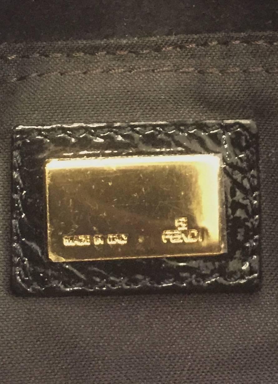 Fantastic Fendi Black Textured Patent Leather Hand Bag 3