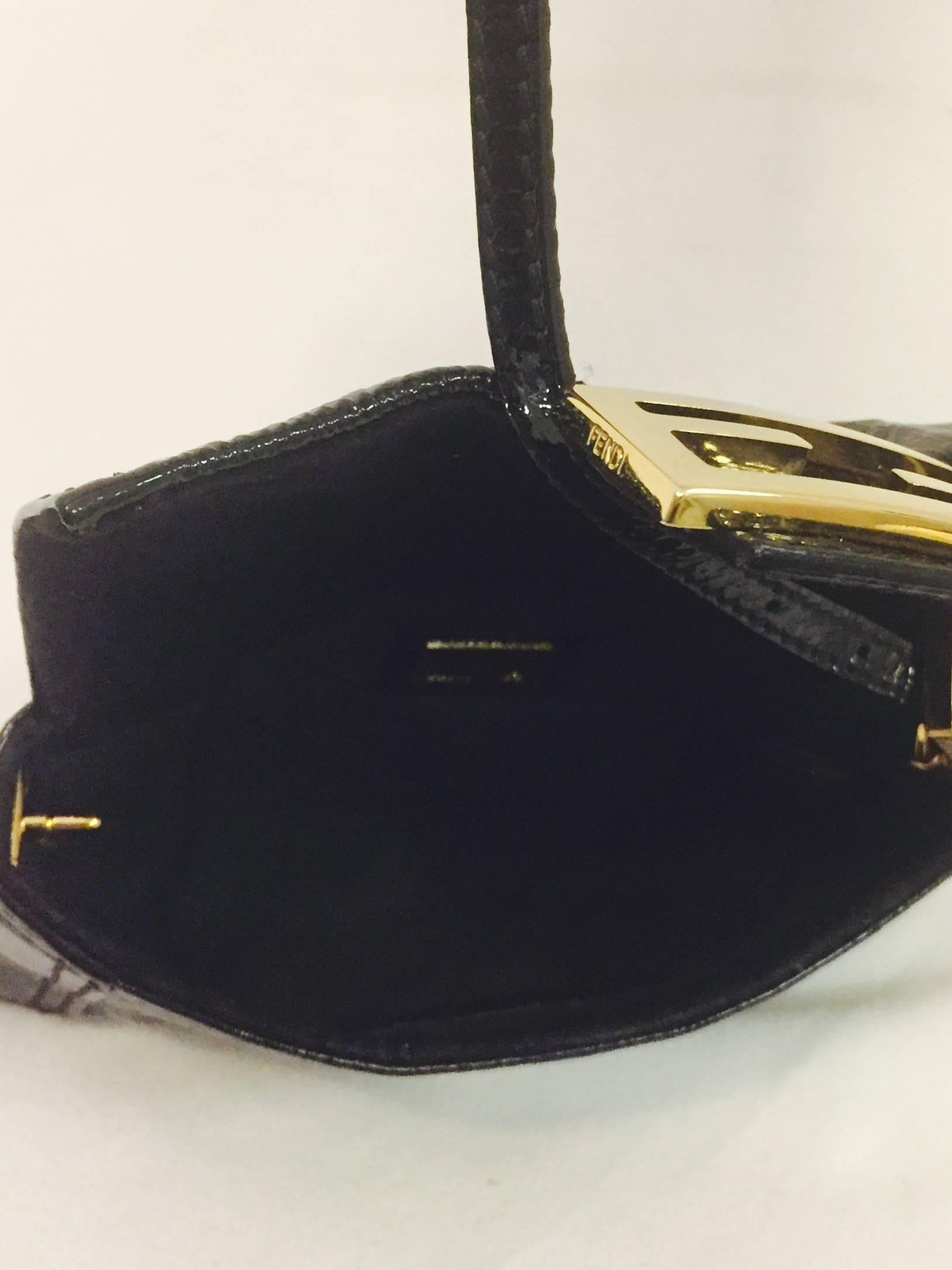 Fantastic Fendi Black Textured Patent Leather Hand Bag 2