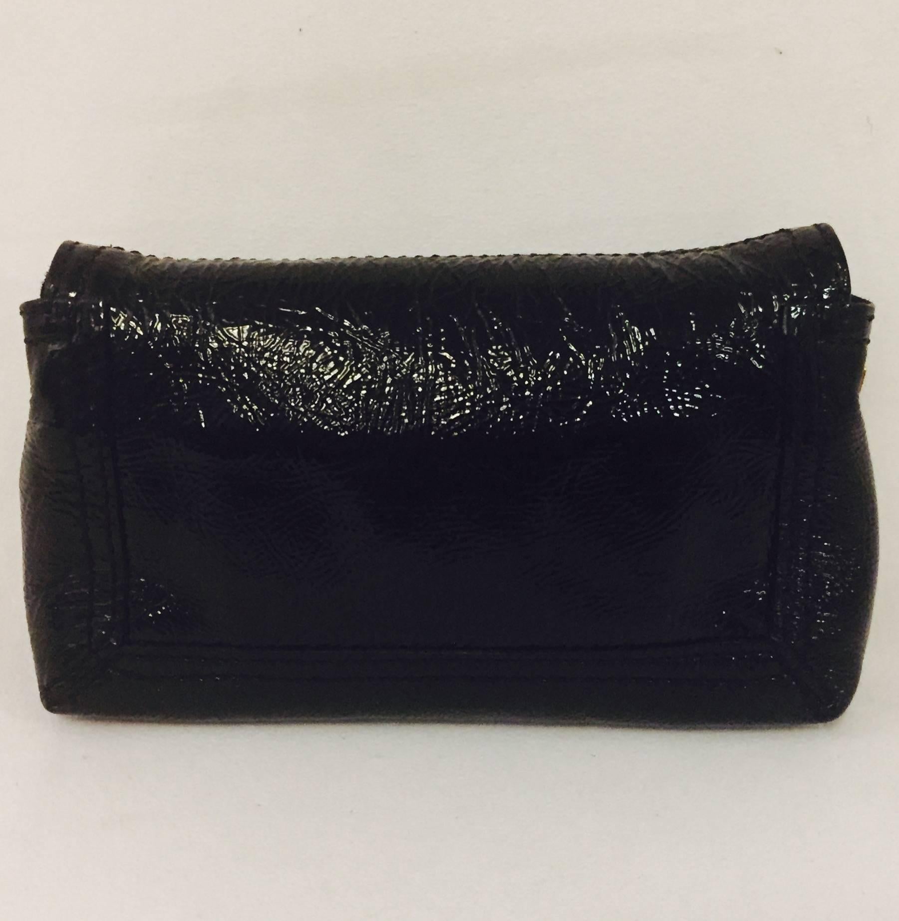 Women's Fantastic Fendi Black Textured Patent Leather Hand Bag