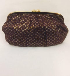 Louis Vuitton Limited Edition Monogram Aumoniere Satin Brown & Gold Bag