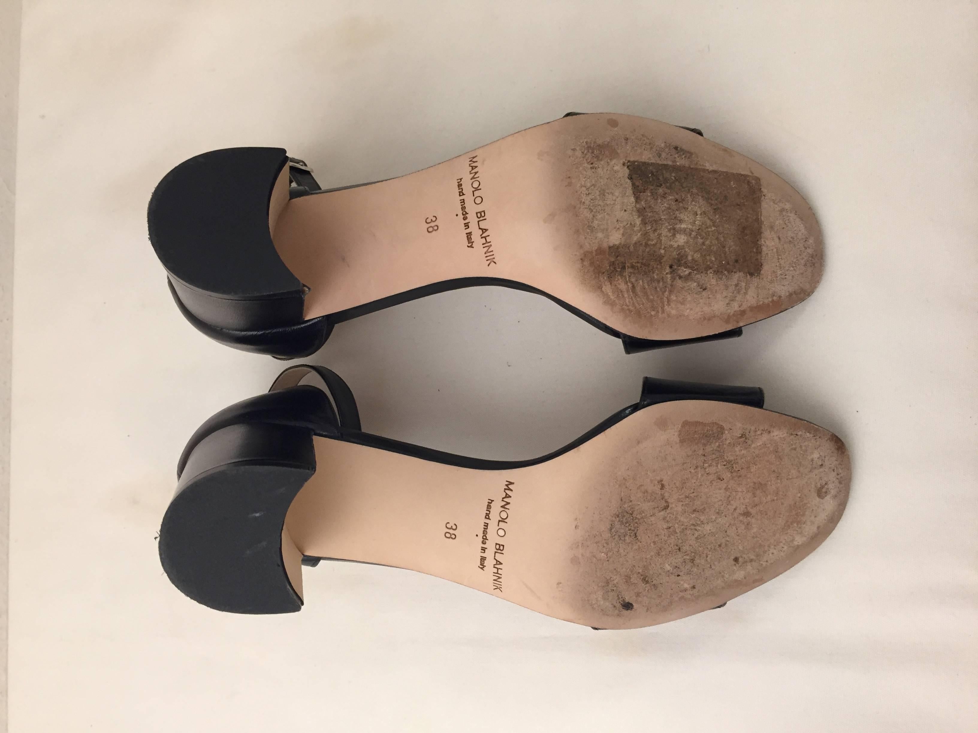 Manolo Blahnik Lauratomod Black Leather Sandals 1
