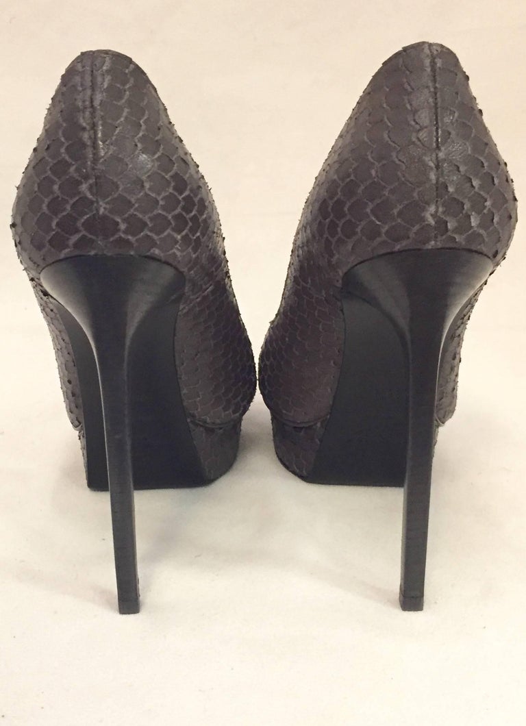 Serpentine Saint Laurent Grey Python Janis Platform Pumps For Sale at ...