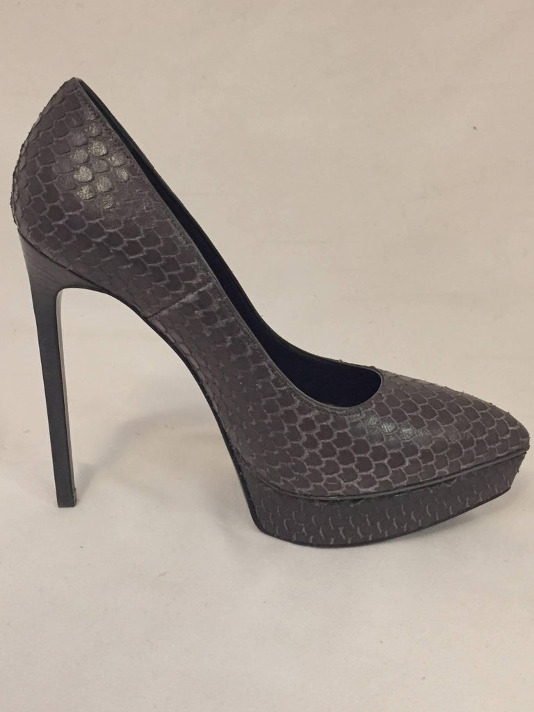 Serpentine Saint Laurent Grey Python Janis Platform Pumps For Sale at ...
