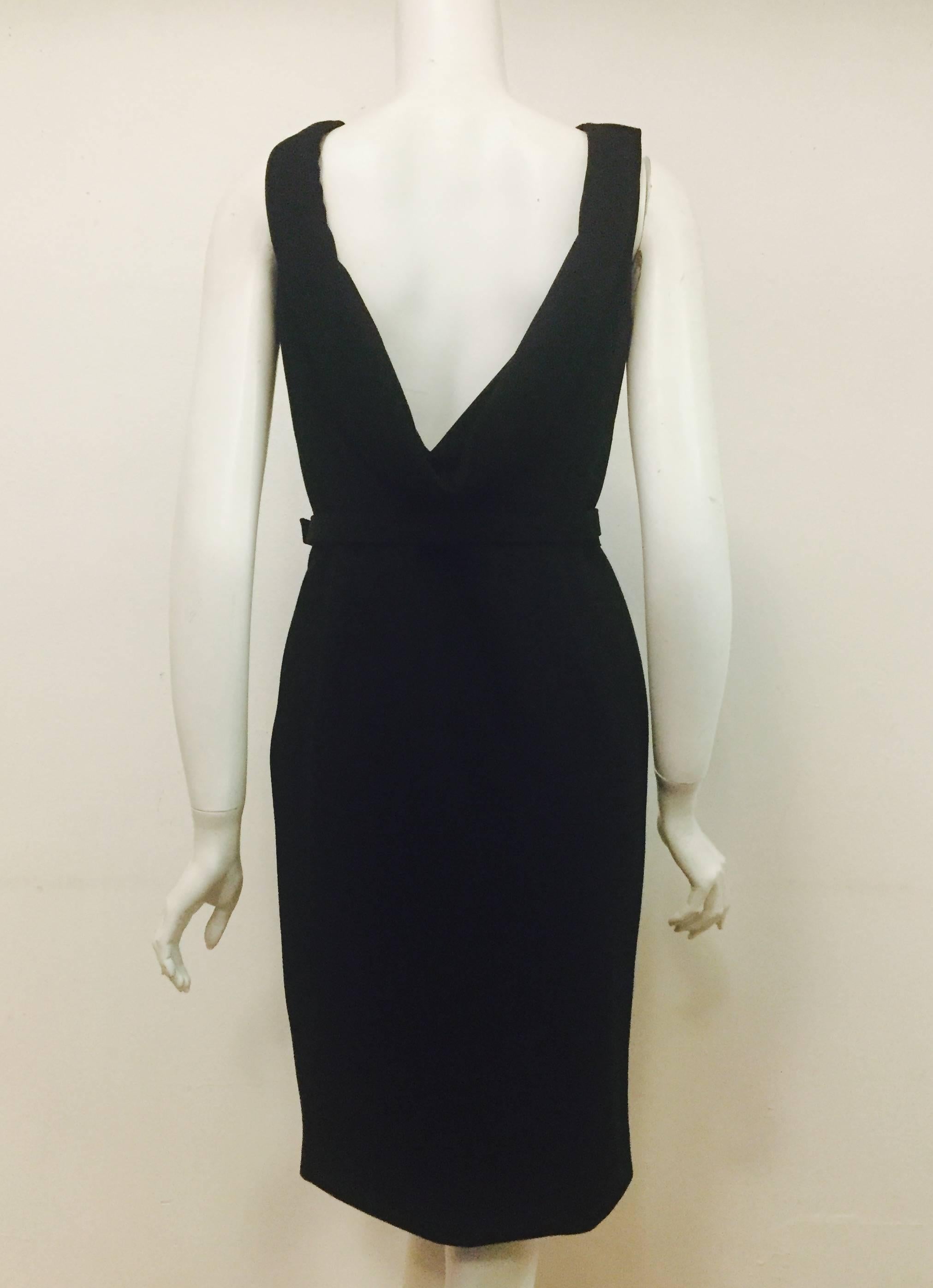 Women's  Oscar de la Renta's Little Black Wool Dress With Alluring Low Back For Sale