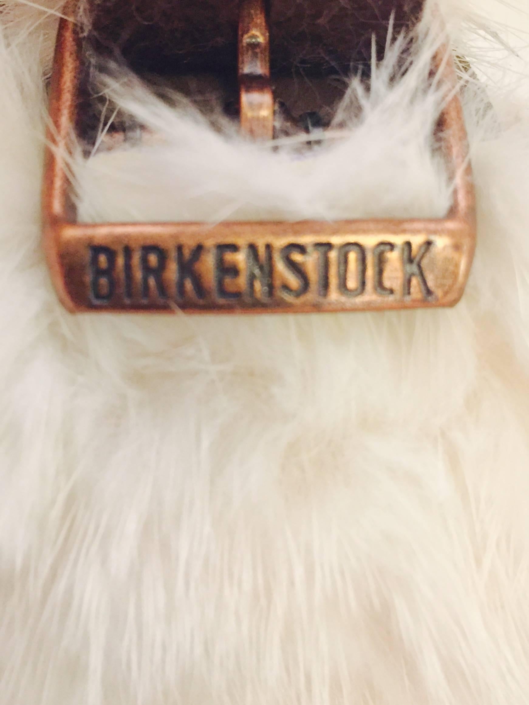 Bold Birkenstock Classic Sandals With Beige & Brown Sheepskin and Mink Fur 1