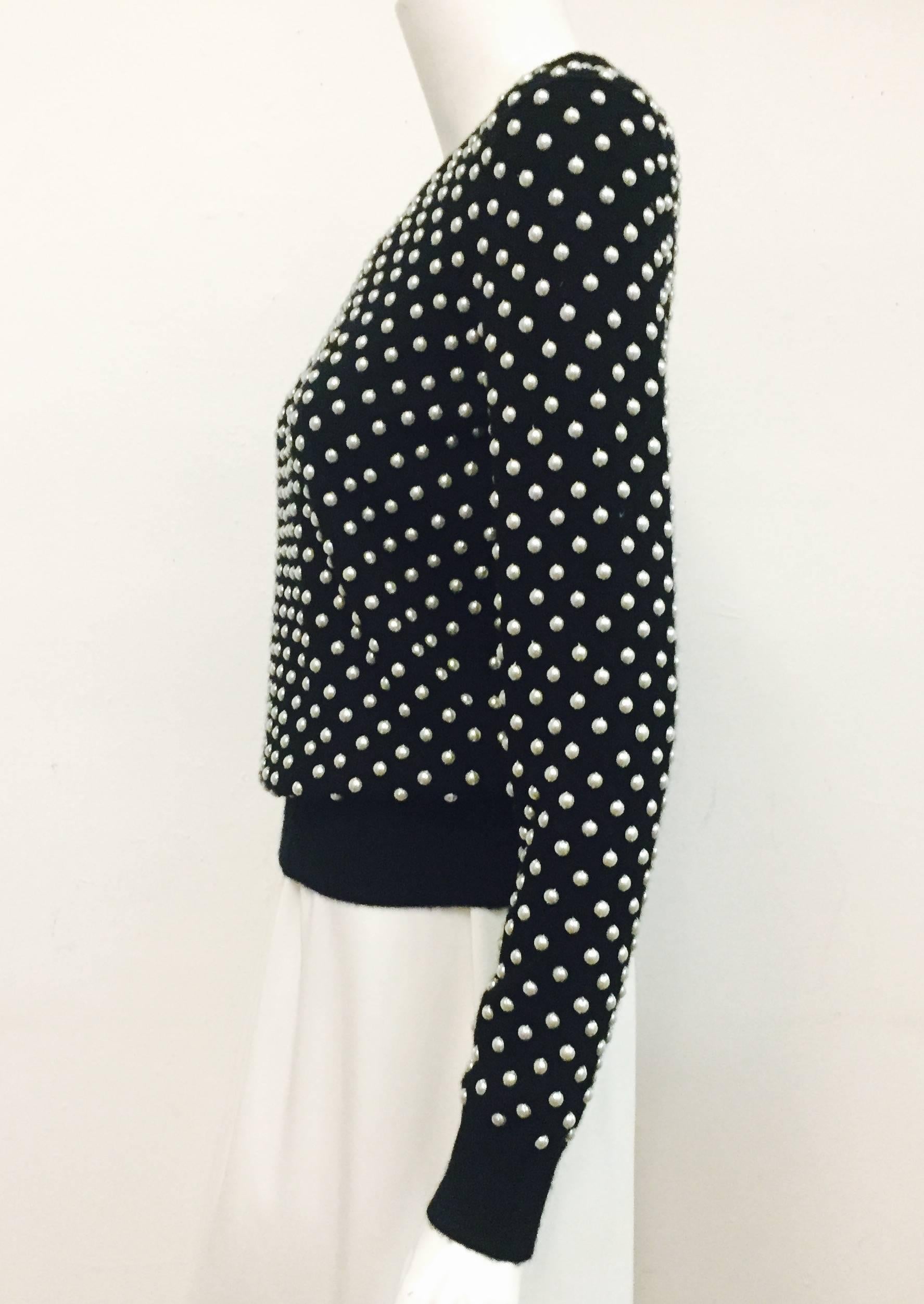  Michael Kors Black Cashmere Pullover With Pearl Beads All over In New Condition In Palm Beach, FL