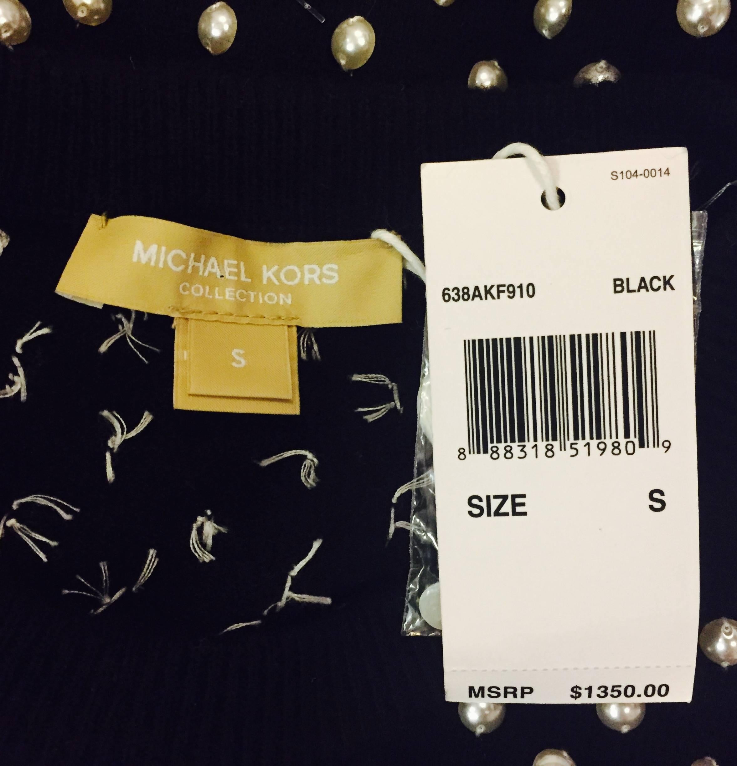  Michael Kors Black Cashmere Pullover With Pearl Beads All over 1