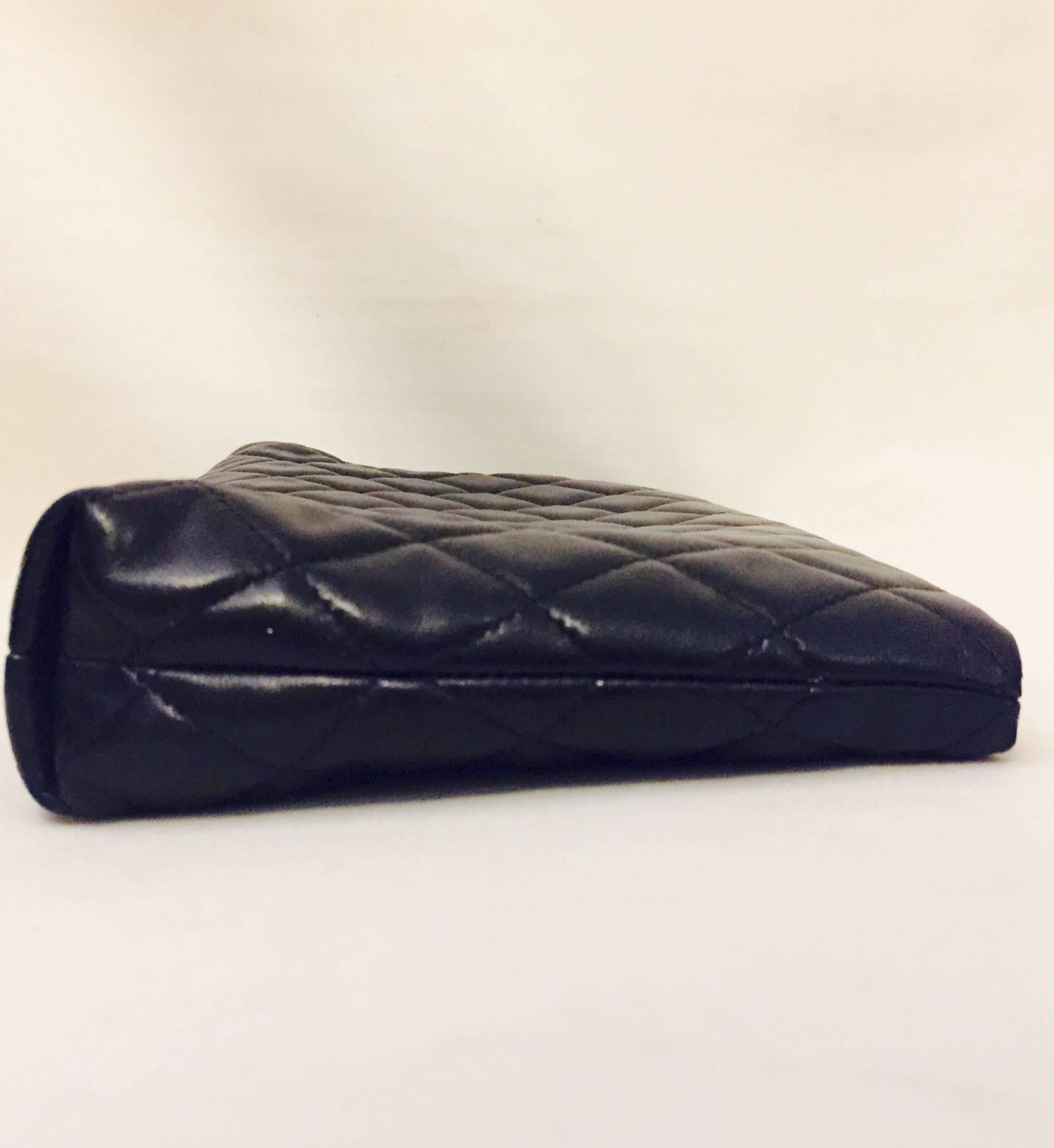 Cherished Chanel Vintage Black Quilted Lambskin Clutch with Double CC Lock  2
