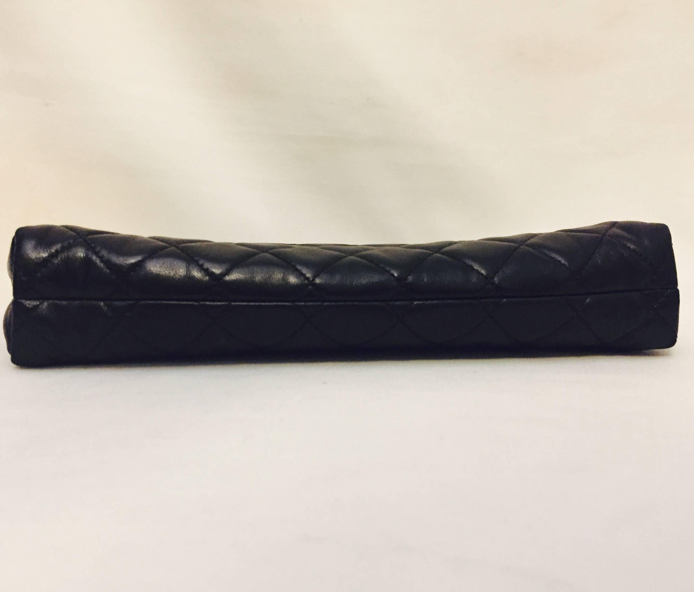 Cherished Chanel Vintage Black Quilted Lambskin Clutch with Double CC Lock  1