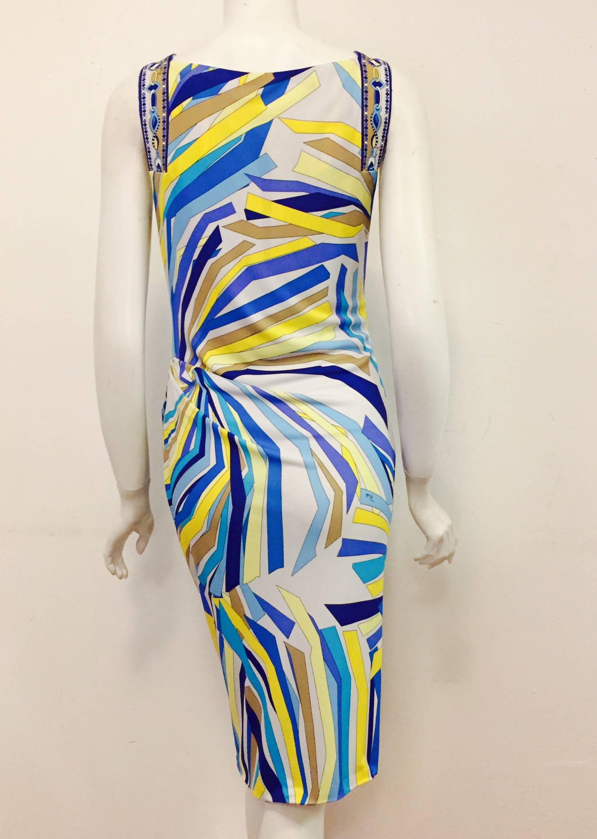 Beige Exotic Emilio Pucci Abstract Print Sleeveless Sheath NWT