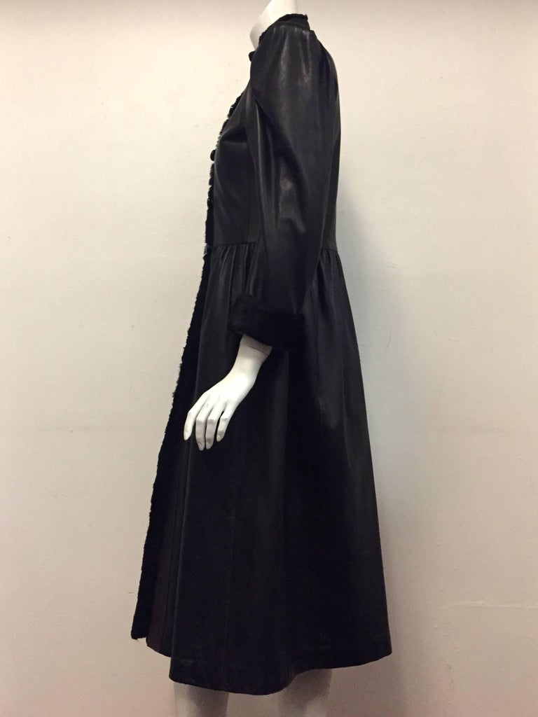 Documented Fall 1976 Yves Saint Laurent Russian Collection Leather Coat w Sheared Sheepskin Trim
