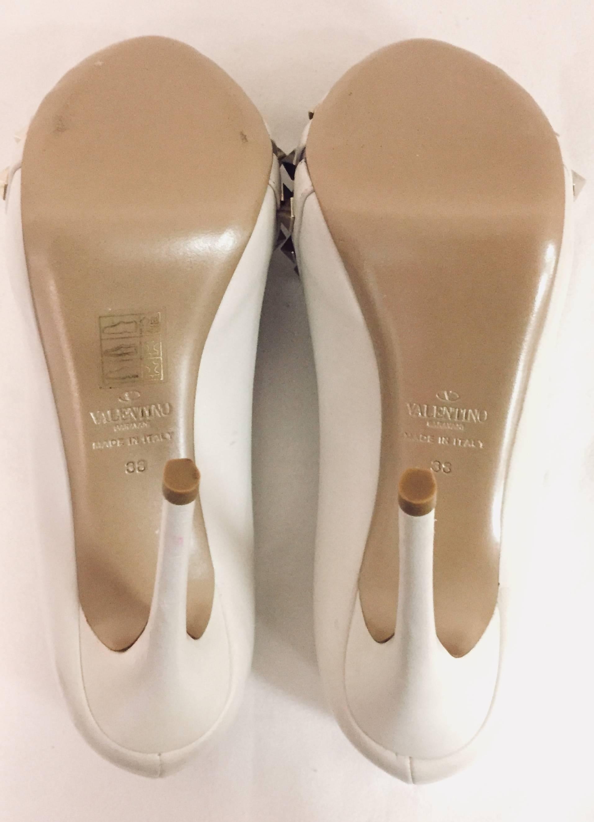 Valentino Ivory Rock Stud Peep Toe Platform Pumps  2