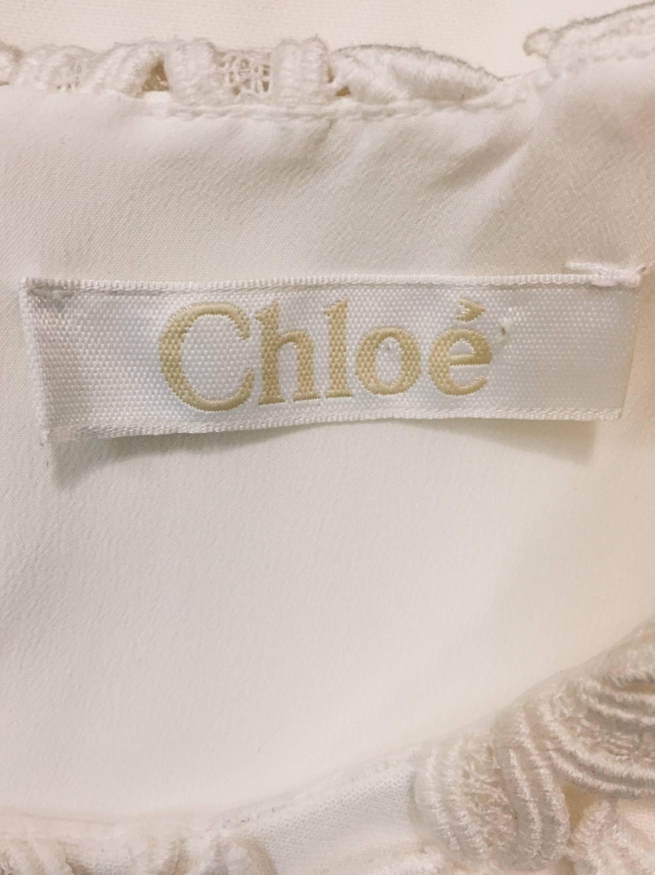 Classic Chloe Floral Lace Sleeveless White Cotton Dress For Sale 2