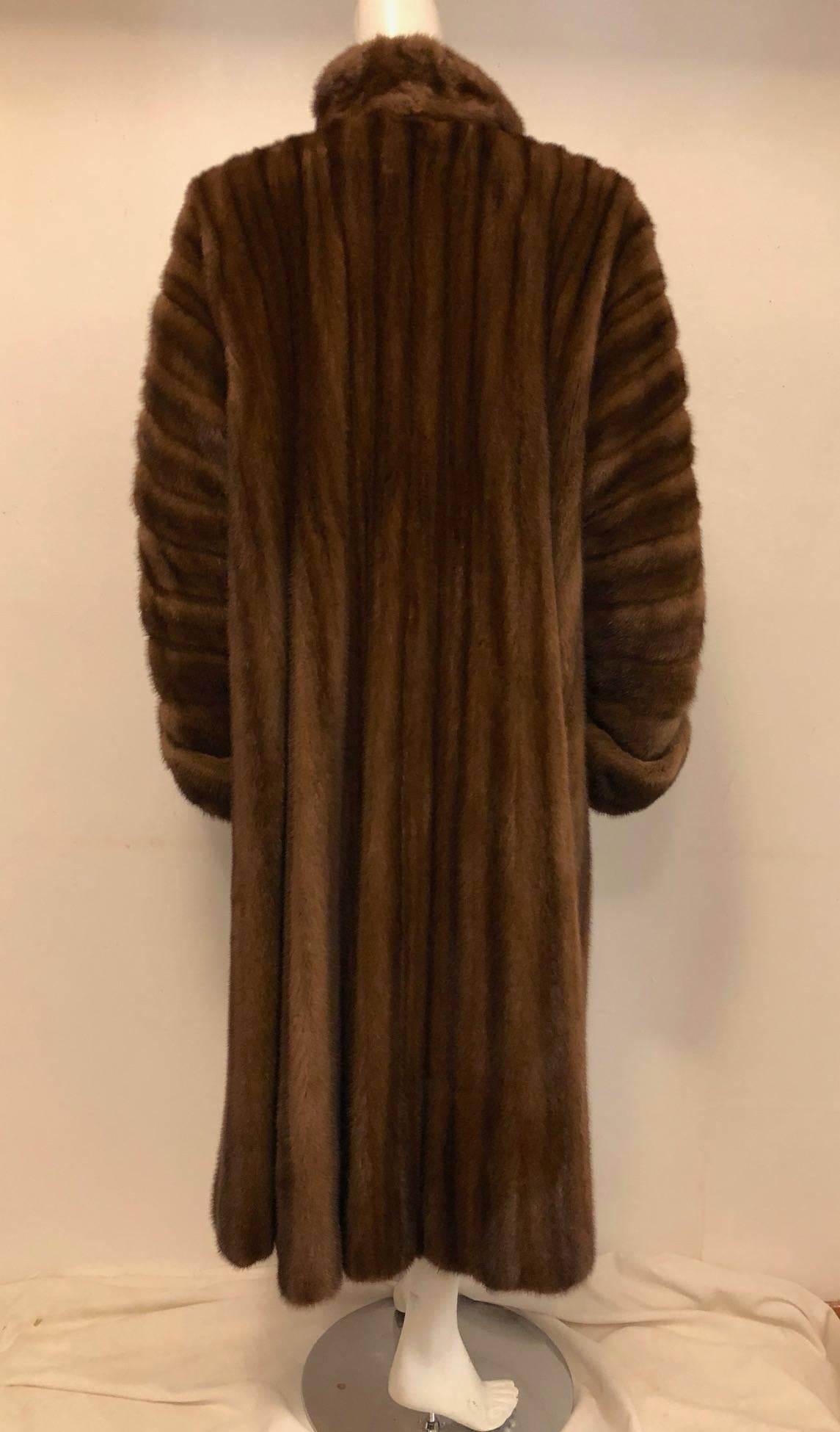 Yves Saint Laurent Vintage Brown Mink Swing coat With Wood Heart Button  In Excellent Condition For Sale In Palm Beach, FL