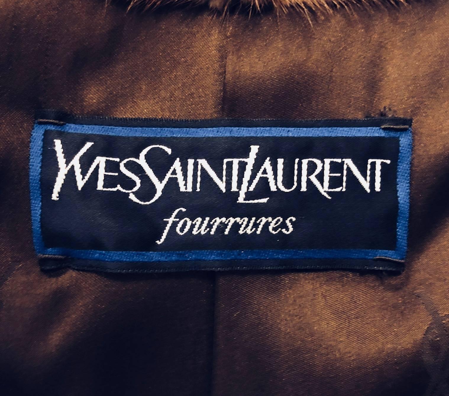 Yves Saint Laurent Vintage Brown Mink Swing coat With Wood Heart Button  For Sale 2