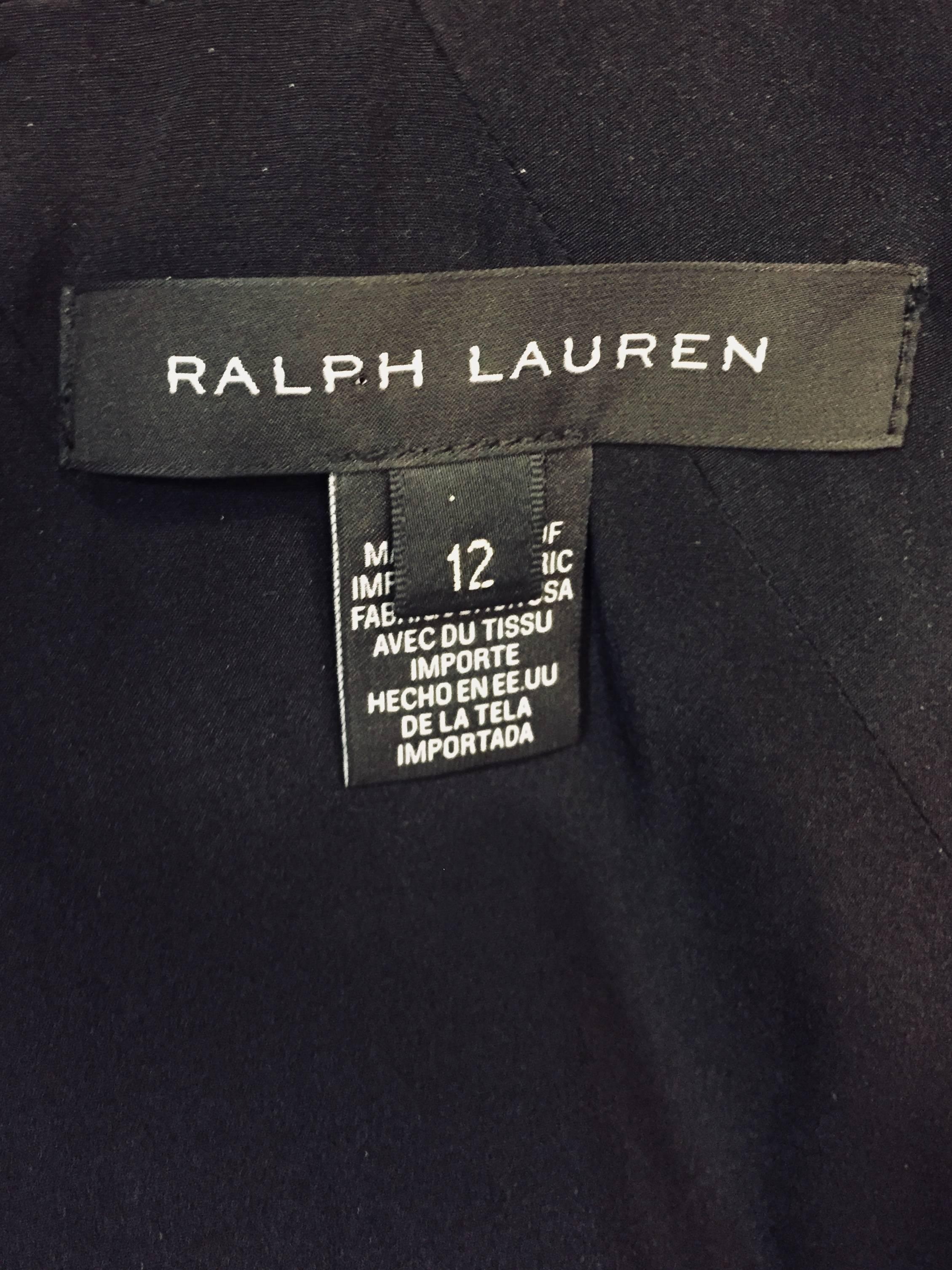 Ralph Lauren Black Wool Dress with Real Calf Hair Cap Sleeves For Sale 1