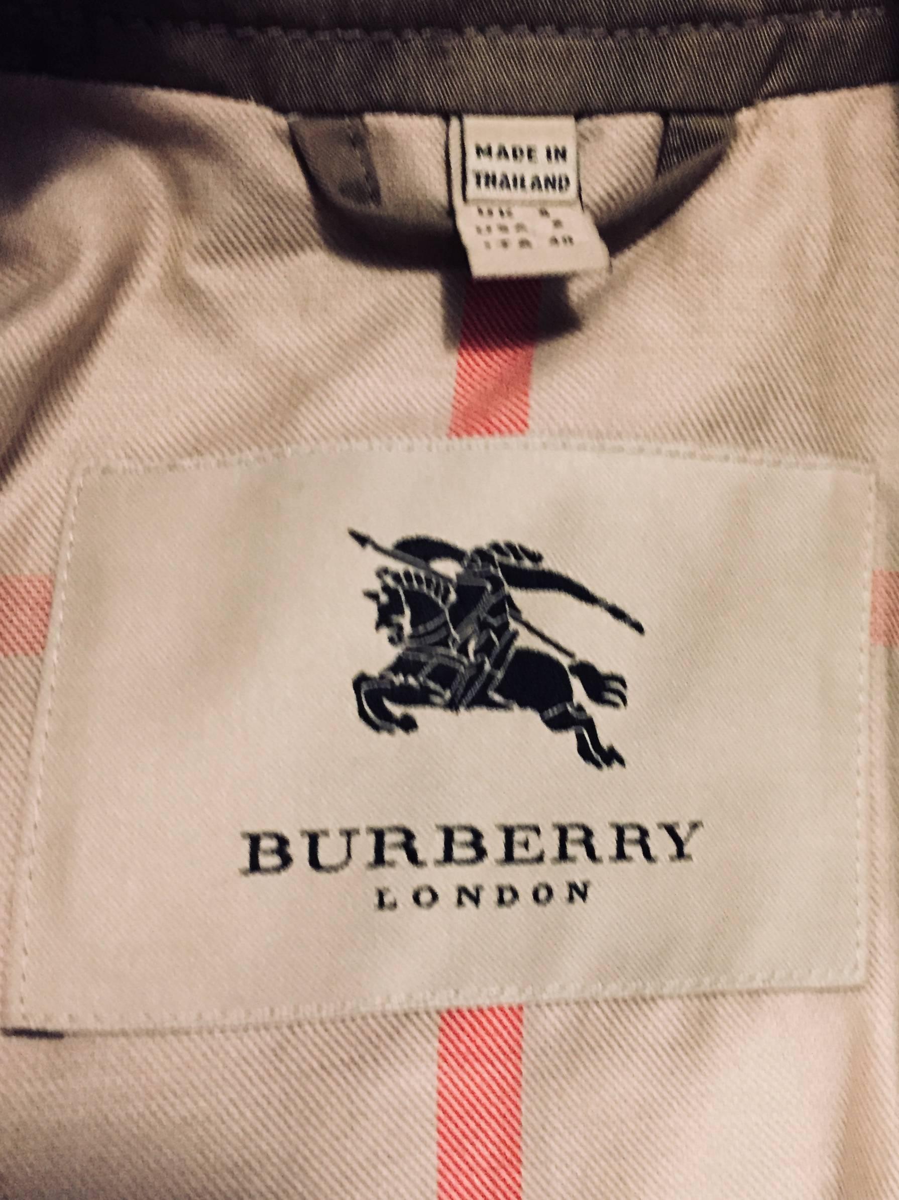 Burberry Military Style Taupe Short Sleeve Top In Excellent Condition For Sale In Palm Beach, FL