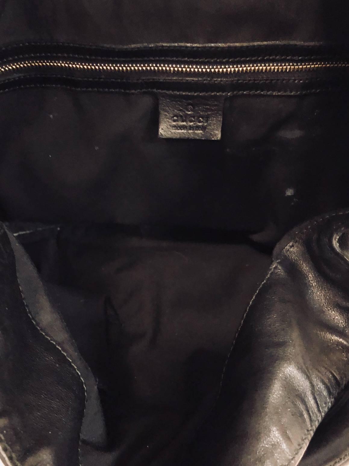 Gorgeous Gucci Black Leather Indy Bag with Bamboo Tassels & Gold Tone Hardware In Excellent Condition In Palm Beach, FL