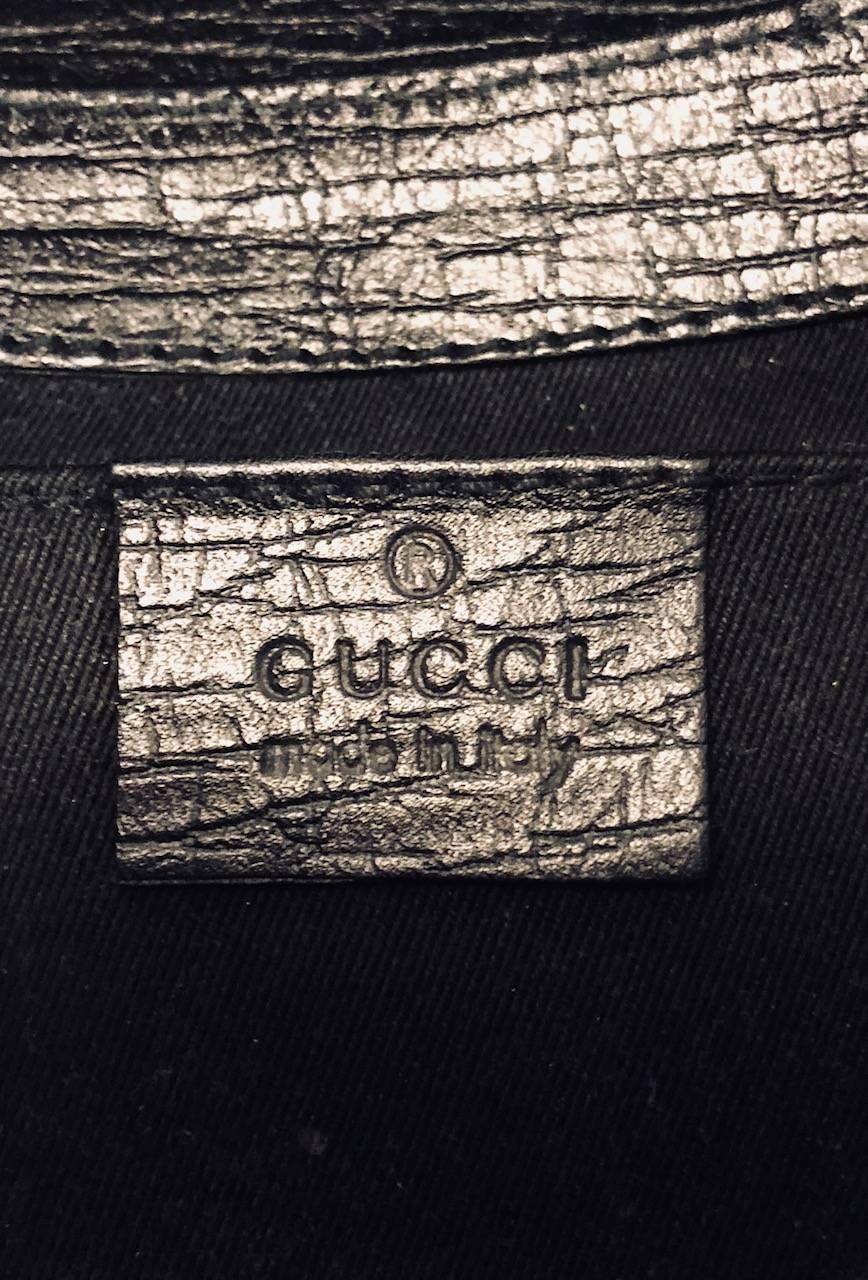 Gucci Horsebit Black GG Canvas and Gunmetal Hardware Clutch 1