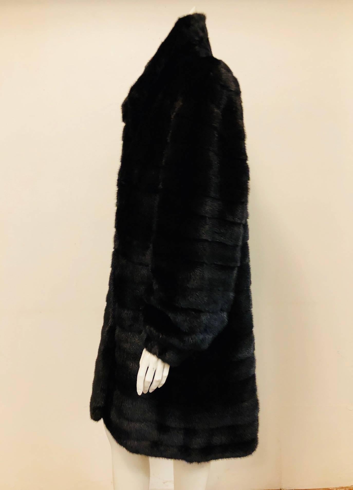 Black Horizontal Mink Reversible Short Coat 1