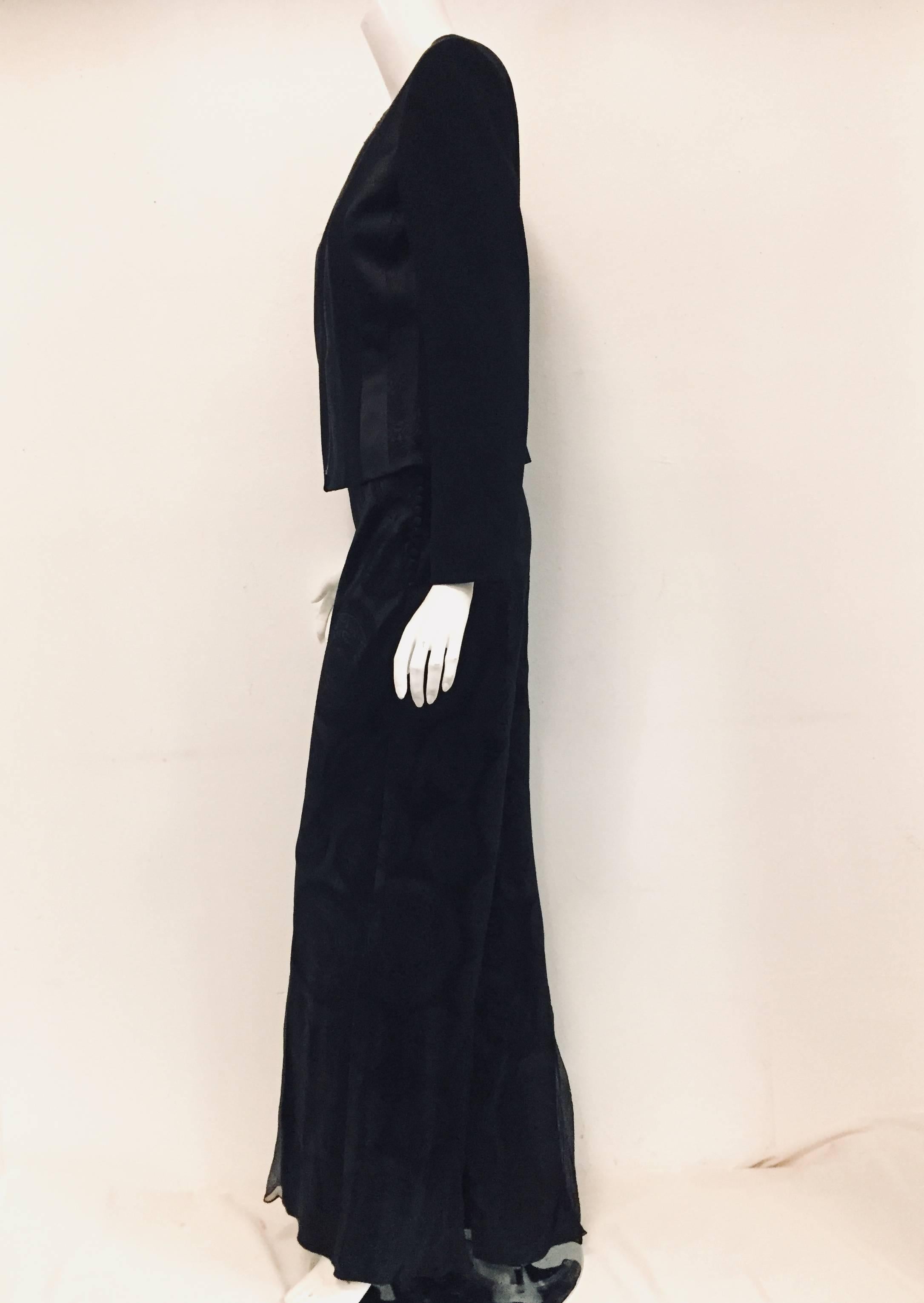 Gorgeous John Galliano Black Wool & Silk Pant Suit In Excellent Condition For Sale In Palm Beach, FL