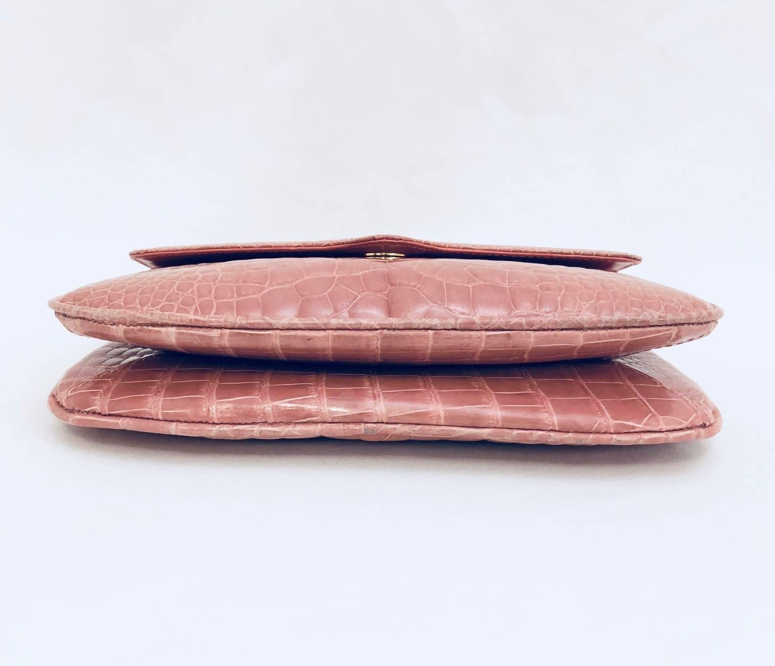 Pink Lavish Lana Marks Dusty Mauve Crocodile Shoulder Bag With Beaded Strap