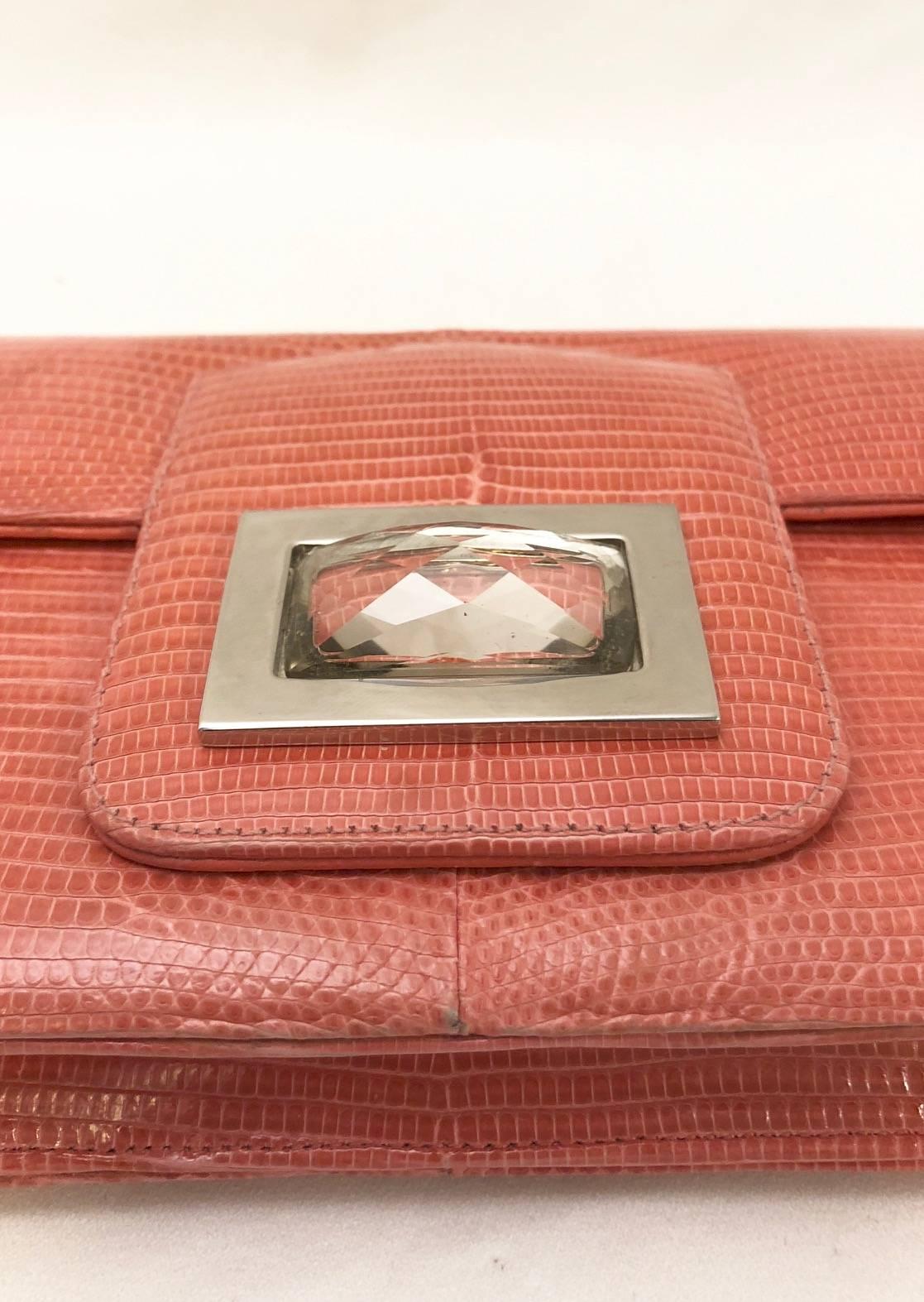 salmon pink clutch bag