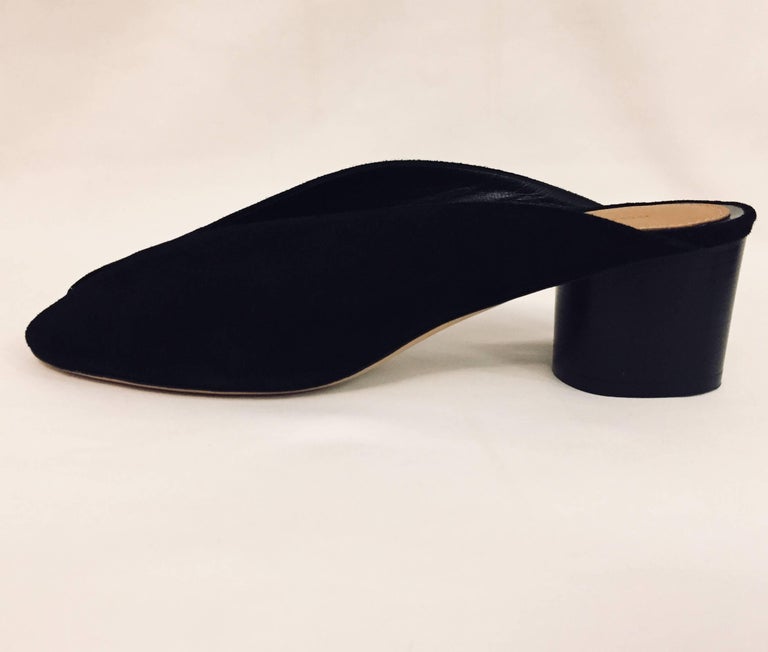 Insider Isabel Marant Black Suede Slides With Peep Toes and Geometric Heel For Sale at 1stdibs