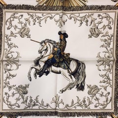 Hermès Ivory Lvdovicvs Magnvs Silk Carre by de la Perriere Excellent
