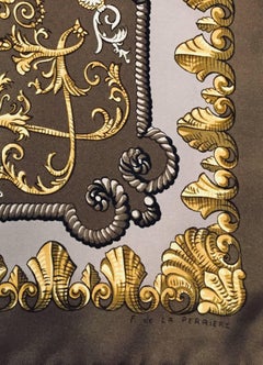 Hermès Lavender Grey Lvdovicvs Magnvs Silk Carre by de la Perriere Excellent