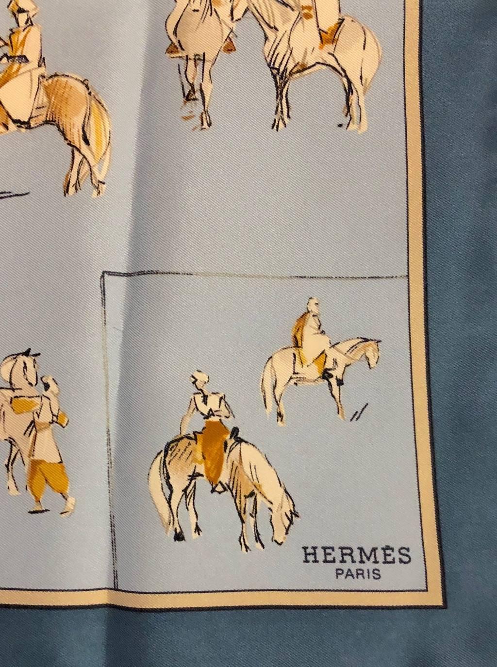 Men's Hermes Pocket Square Voyage au Niger (Trip to Africa) Karen Petrossian In New Condition In Palm Beach, FL