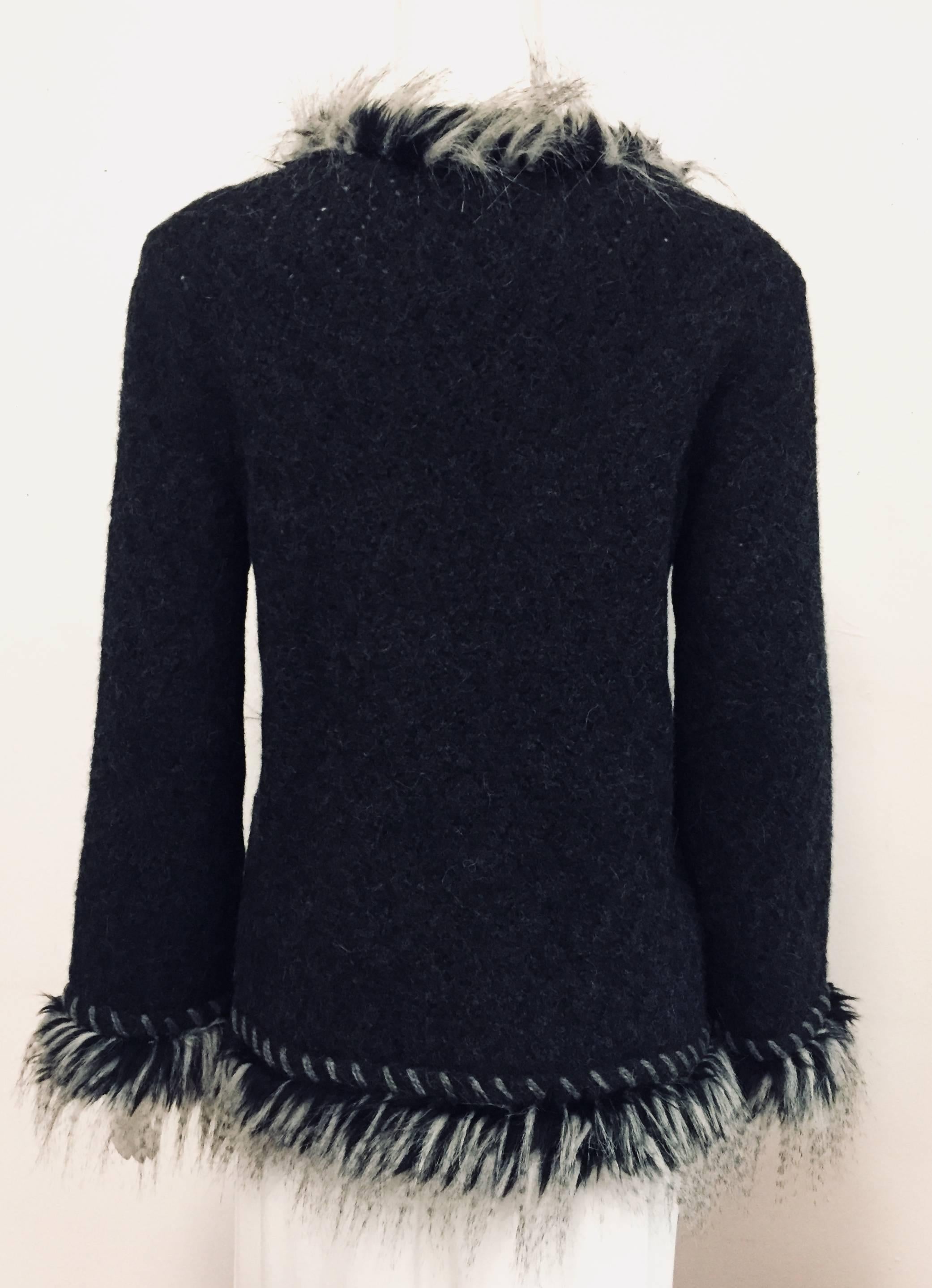 Black Capturing Chanel's Grey Cashmere & Alpaca Jacket W  Lt. Grey Trim