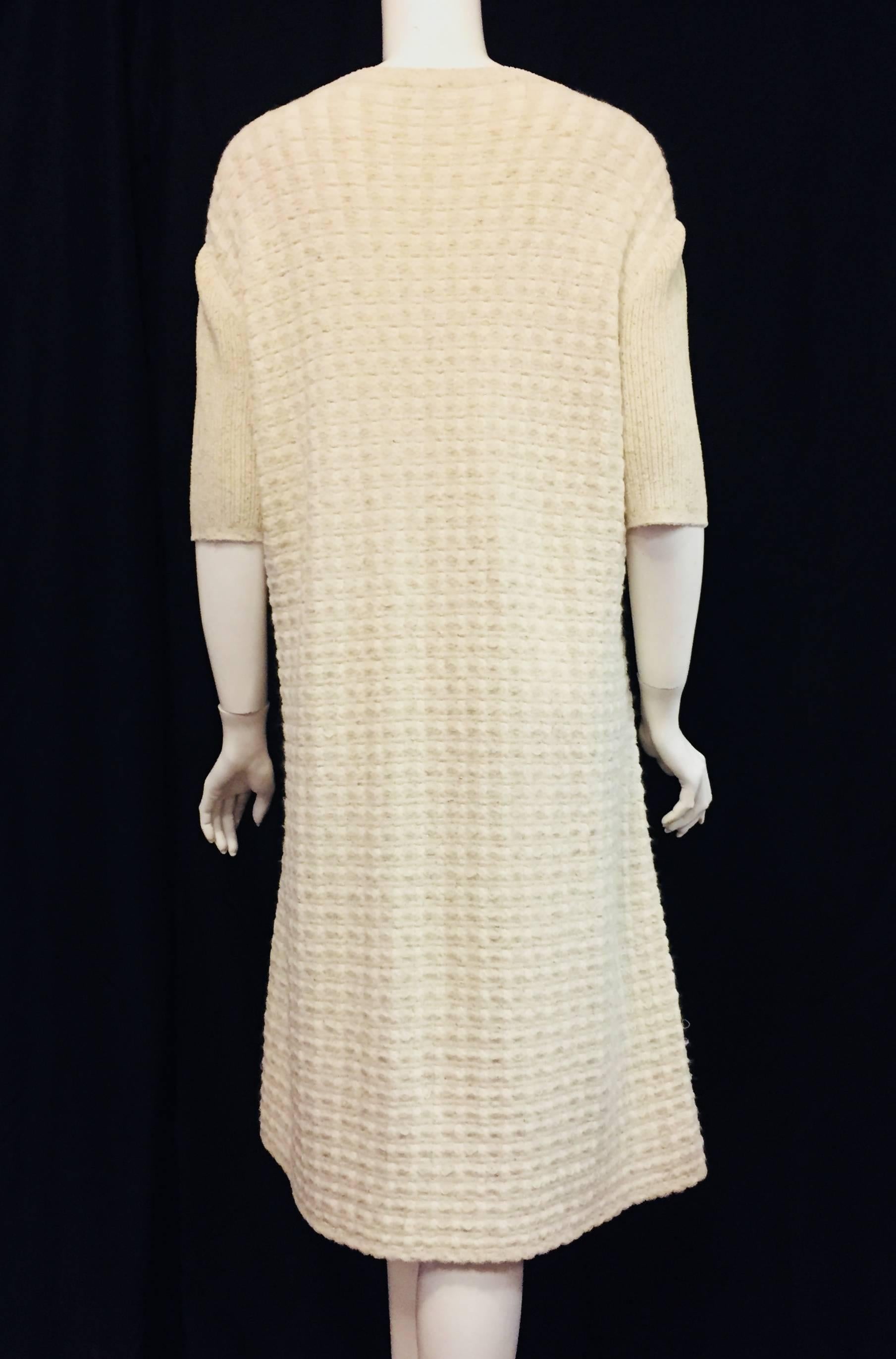 Cozy Chanel Ivory Mohair & Wool Dress with Two Patch Pockets In Excellent Condition In Palm Beach, FL